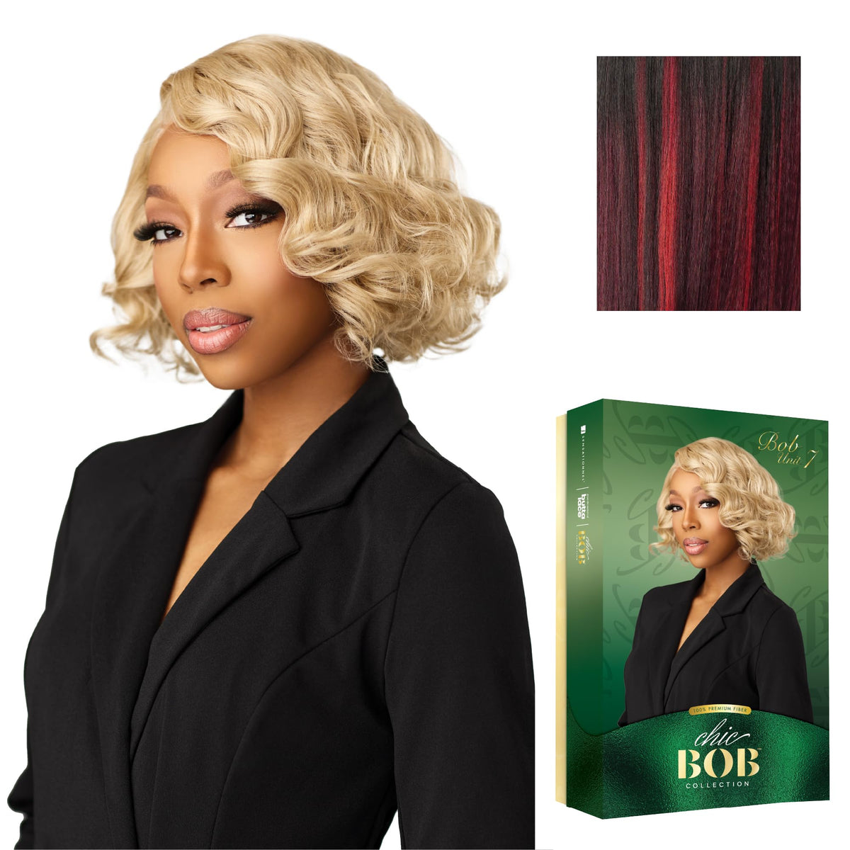Sensationnel Chicbob Lace Frontwig-Bob Unit 7, BALAYAGEFIERYRED