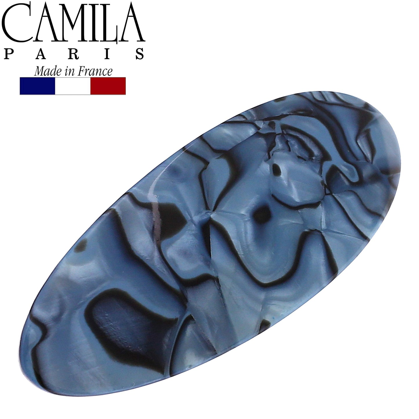 Camila Paris CP2984 French Hair Barrette Clip Handmade Oval Blue, Strong Hold Grip Hair Clips for Women, No Slip Rubberized Metal Closure, Durable Beauty & Personal Care Camila