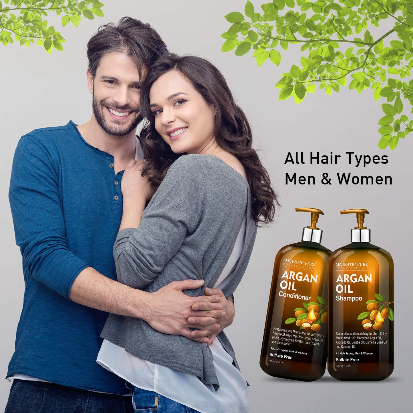 MAJESTIC PURE Argan Oil Shampoo and Conditioner Set | Nourishing & Promotes Soft and Silky Hair | Sulfate Free | For All Hair Types, Men and Women - 2 Beauty & Personal Care Majestic Pure
