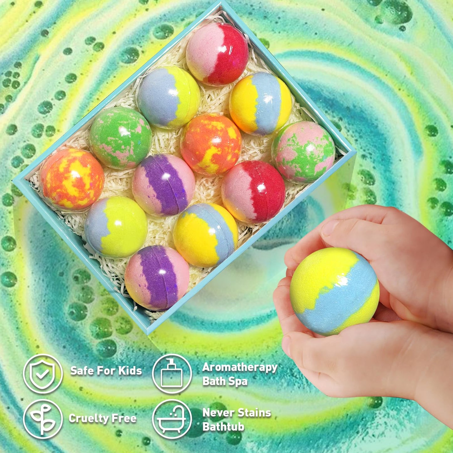 Bath Bombs for Kids with Surprise Inside, 12pcs Bath Bombs with Toys, Organic Colorful Bubble Bath Fizzy Ball, Birthday Gifts Set for Kids, Christmas Beauty and Personal Care Lisotera