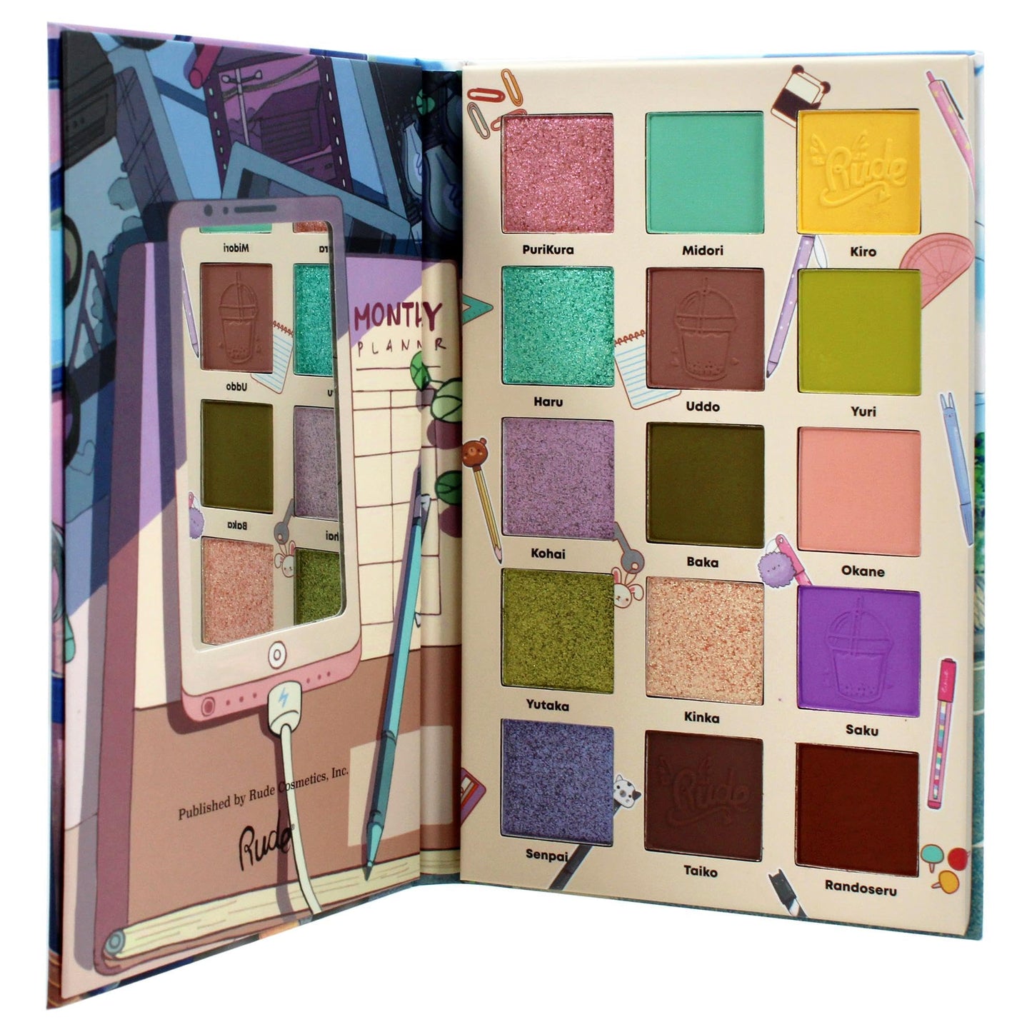 Manga Collection Pressed Pigments and Shadows Palette - Attitude Academia by Rude Cosmetics for Women - 0.77 oz Palette Beauty & Personal Care RUDE