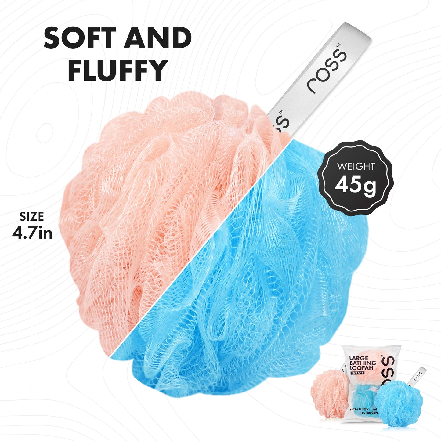 ross Large Bath Loofah Sponge Scrubber Exfoliator for High Lather Cleansing (Peach and Blue) Beauty and Personal Care Ross
