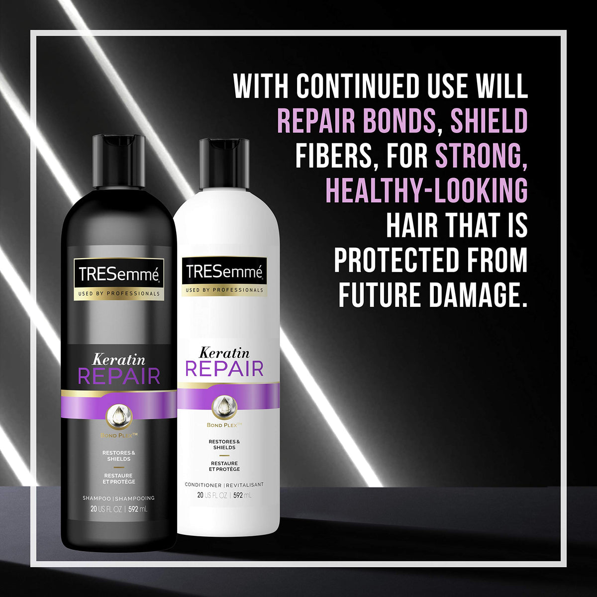 TRESemmé Shampoo for Damaged Hair Keratin Repair Restores and Shields Hair from Damage 20 oz