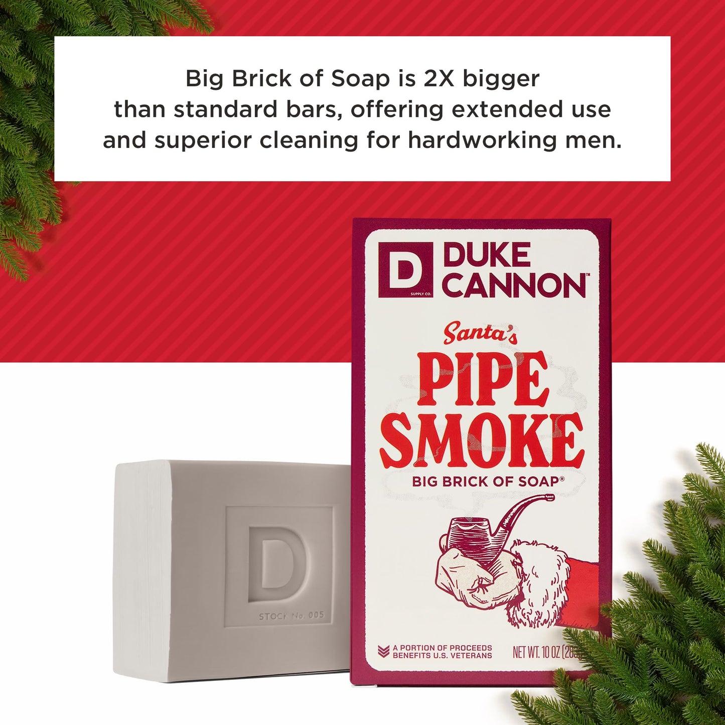 Duke Cannon Holiday Limited-Edition Santa's Pipe Smoke Big Brick of Soap - 10oz Bar, Triple Milled, Supports U.S. Veterans Beauty & Personal Care Duke Cannon Supply Co.
