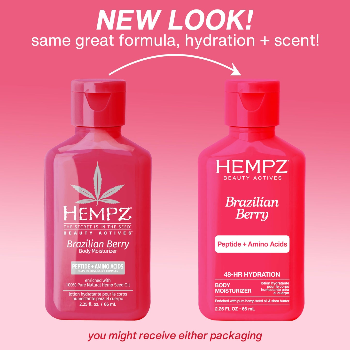 Hempz Mini Brazilian Berry Beauty Actives Lotion, Hydrating Moisturizer for Body, Hands and Feet 2.25 oz. Beauty & Personal Care Hempz