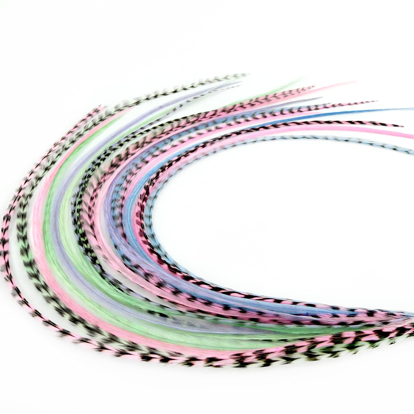 21 Pastels Color Hair Extensions - 9”-14” Long - DIY Rooster Kit with 20 Micro-Link Beads - 100% Real Feathers - Eye-Catching Boho Style (Pastels) Beauty and Personal Care Feather Headz Default Title
