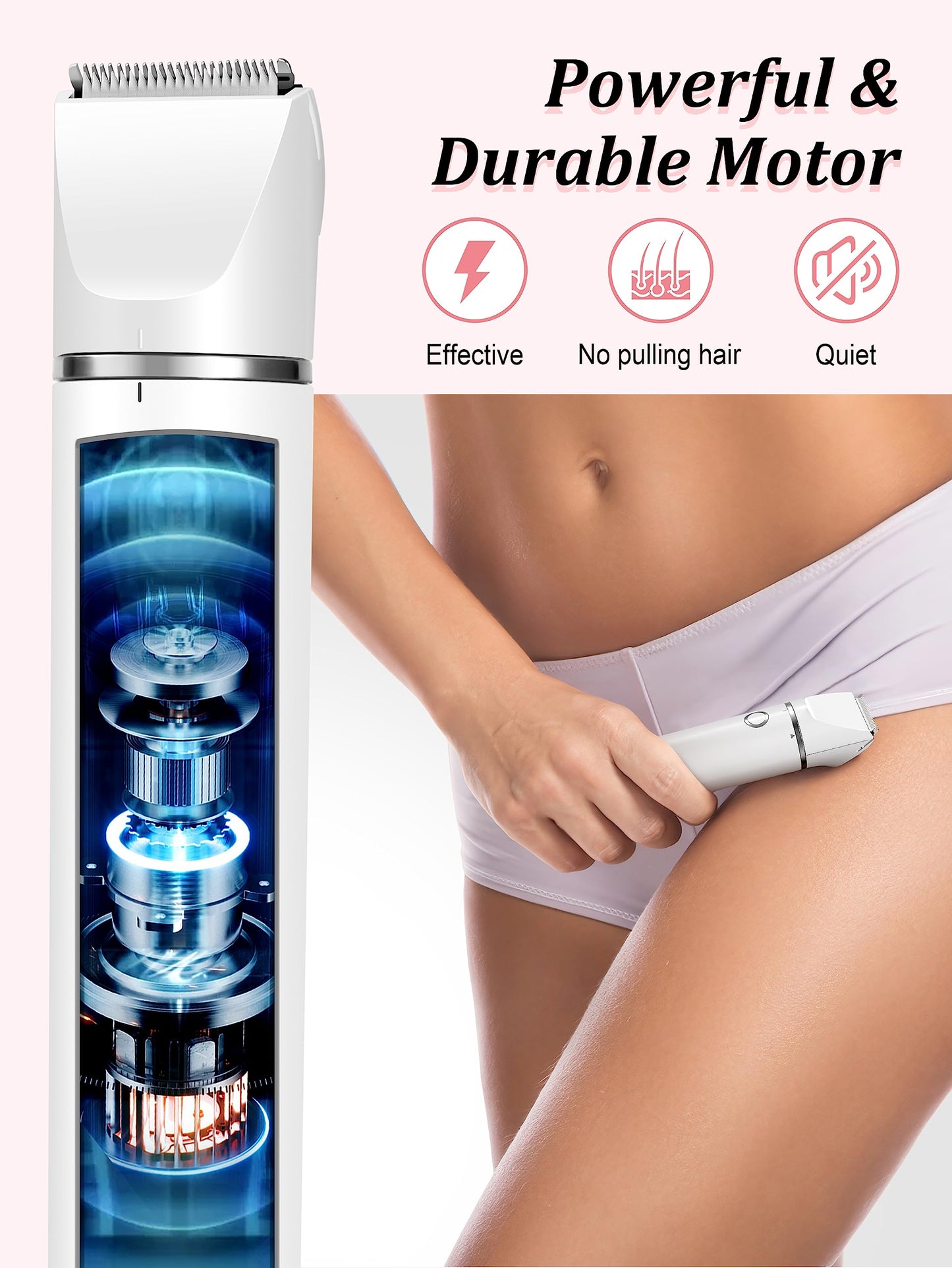 Cayzor Bikini Trimmer and Shaver Kit for Women - 2-in-1 Wet/Dry Electric Body Hair Trimmer Facial Hair Removal Cordless Waterproof Bikini Shaver Razor Beauty and Personal Care Cayzor