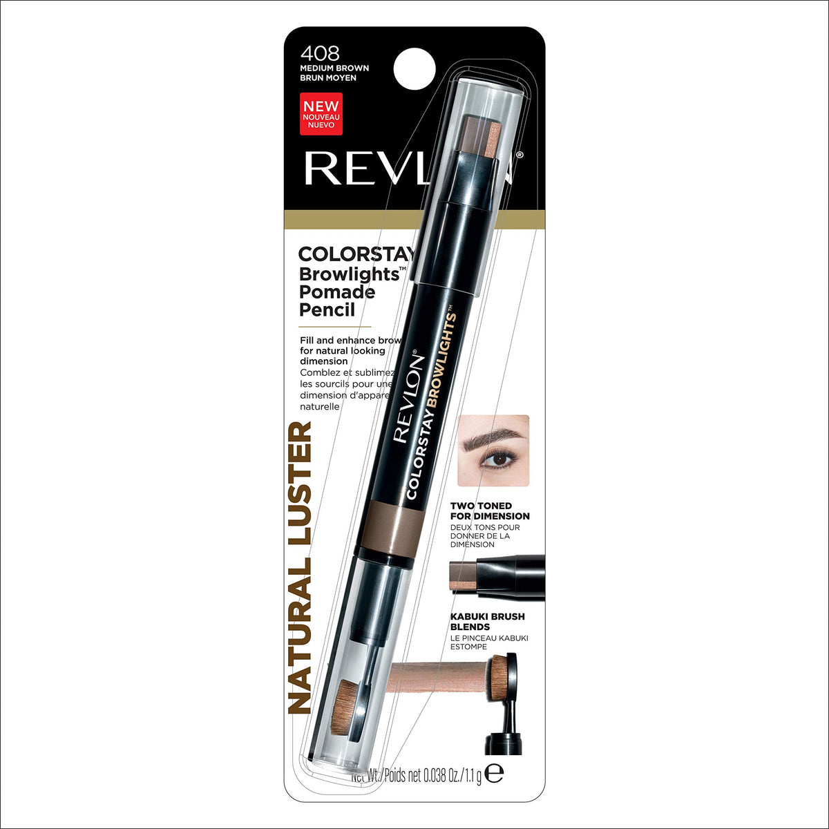 Revlon Colorstay Browlights Pencil, Eyebrow Pencil & Brow Highlighter, Medium Brown, 0.038 Beauty & Personal Care REVLON