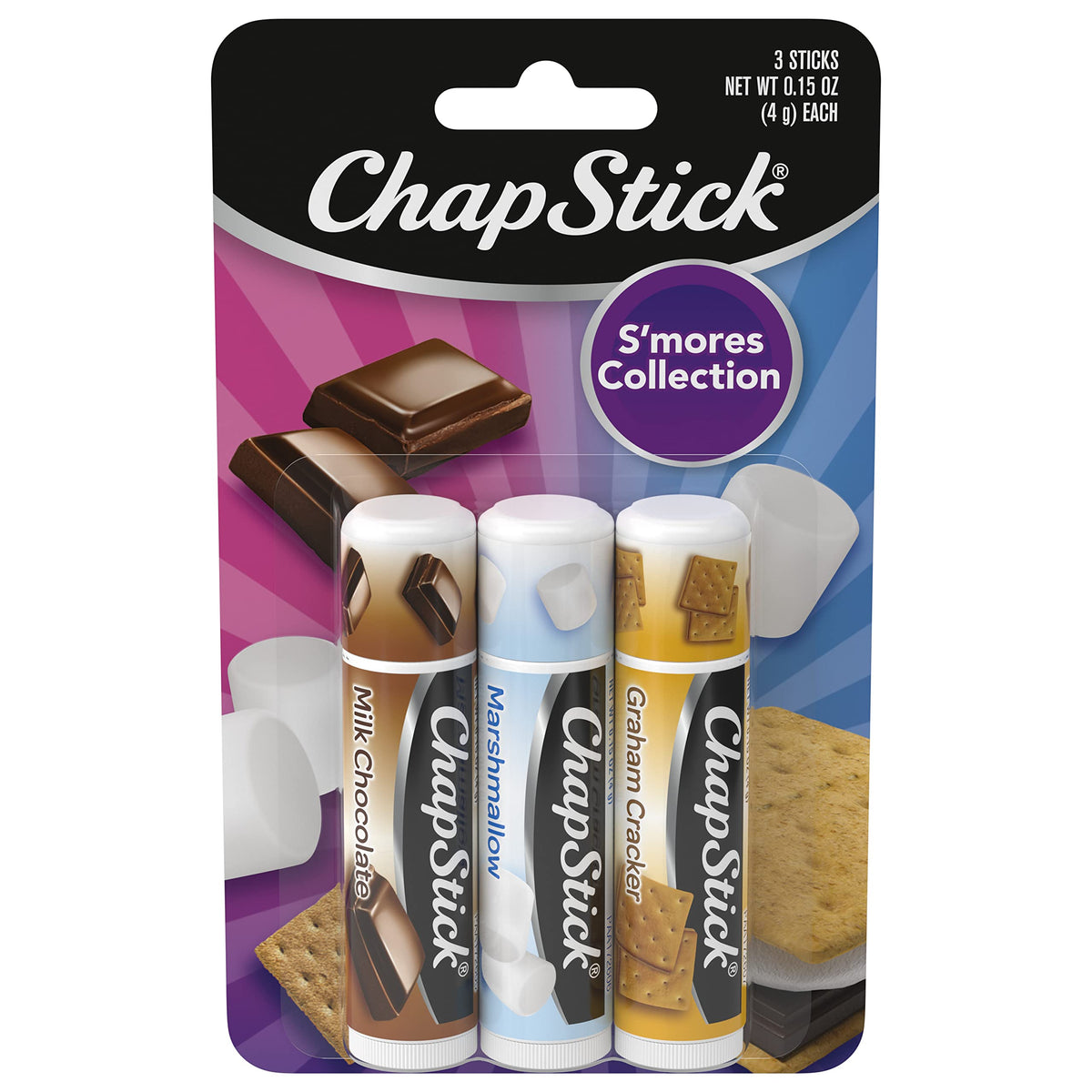 ChapStick S'more Collection Variety Pack Lip Balm Tube, Lip Care, 0.15 Ounce (Pack of 3) Beauty & Personal Care ChapStick