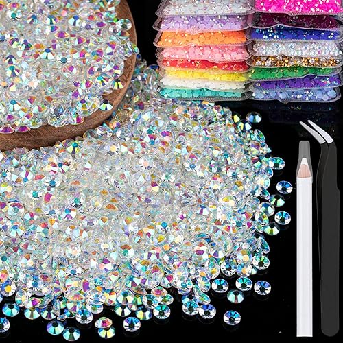 4000pcs 4mm Resin Rhinestones Bulk, Transparent AB Flatback Round Jelly Rhinestones Bedazzling Non Hotfix Crystal Gems Large Quantity Wholesale Beauty & Personal Care BELLEBOOST