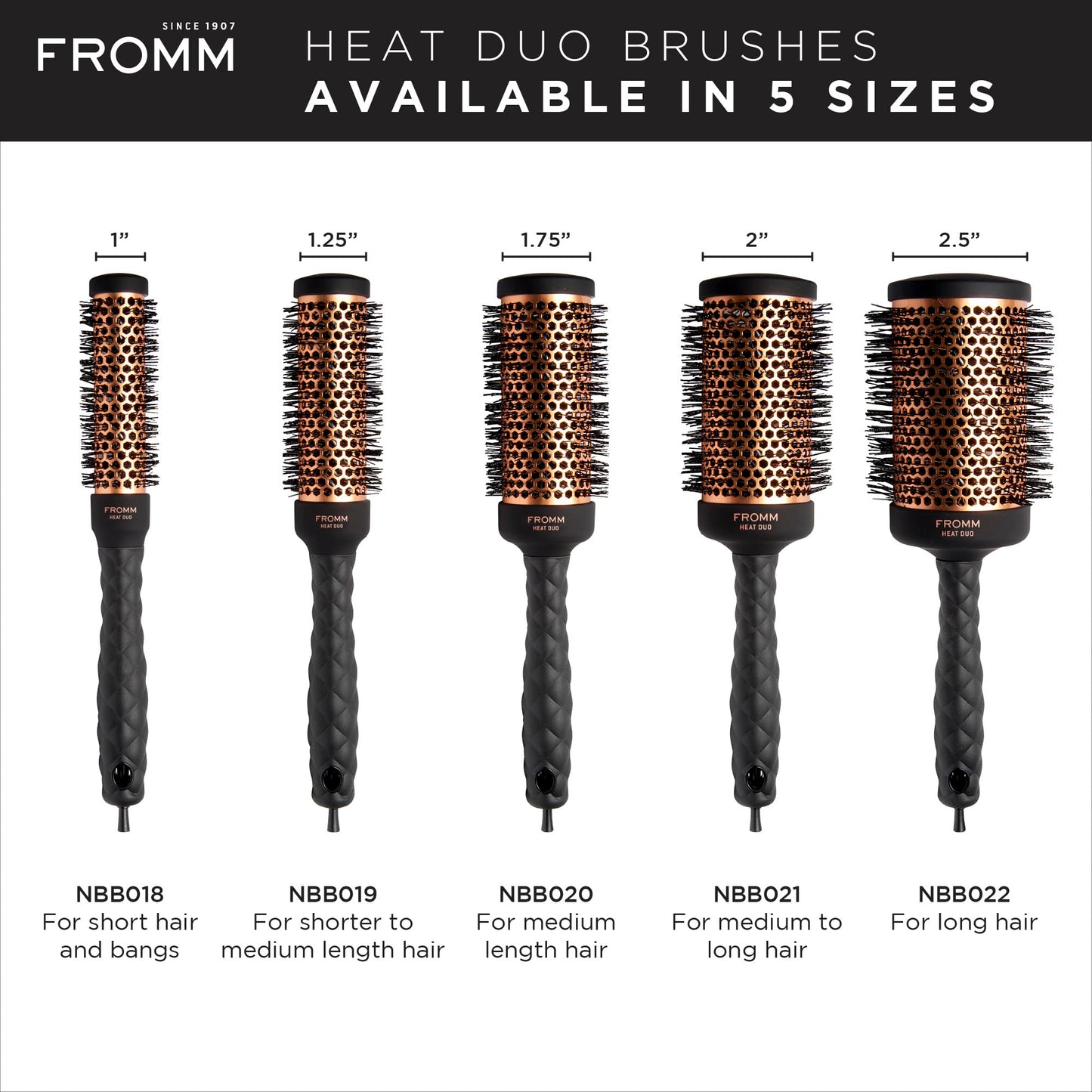 Fromm Heat Duo Copper x Ceramic 2.5" Round Brush for Expert Blowouts and Faster Hair Drying, Roller Hairbrush for Anti-static Styling, Smoothing Beauty & Personal Care Fromm