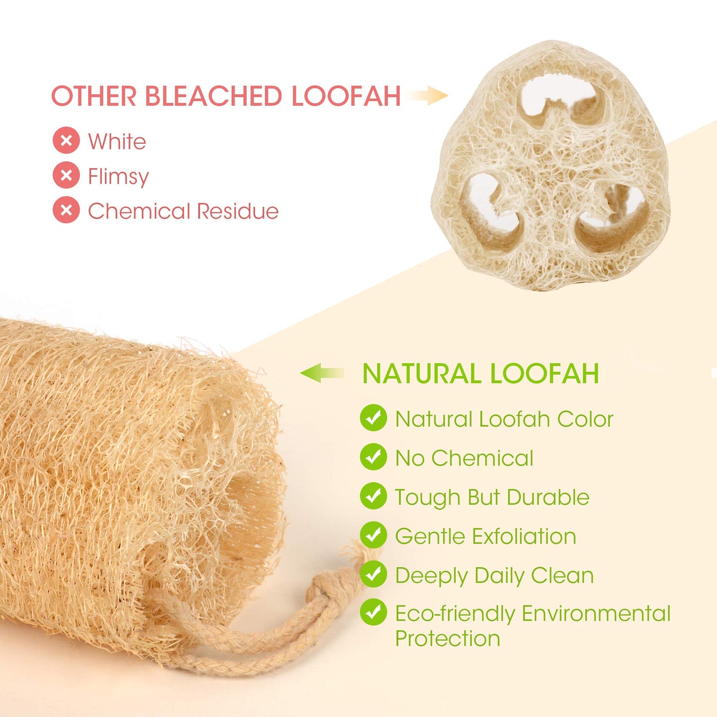 YEMTAL Natural Loofah Sponges Organic Luffa Bath Shower Sponge Exfoliating Body Back Scrubber for Men Women Adults SPA Beauty Bathing Daily Care - 4 Beauty & Personal Care YEMTAL