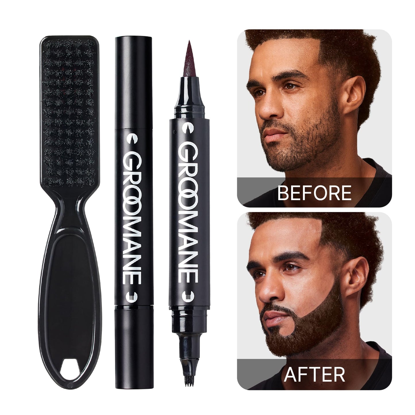 Red by Kiss GROOMANE Beard Filling Pen Comb, Dual Tip Brush Beard Enhancer for Natural Coverage, Waterproof & Smudge-Proof Beard Pencil, Easy Fill-In Beauty and Personal Care Red by Kiss