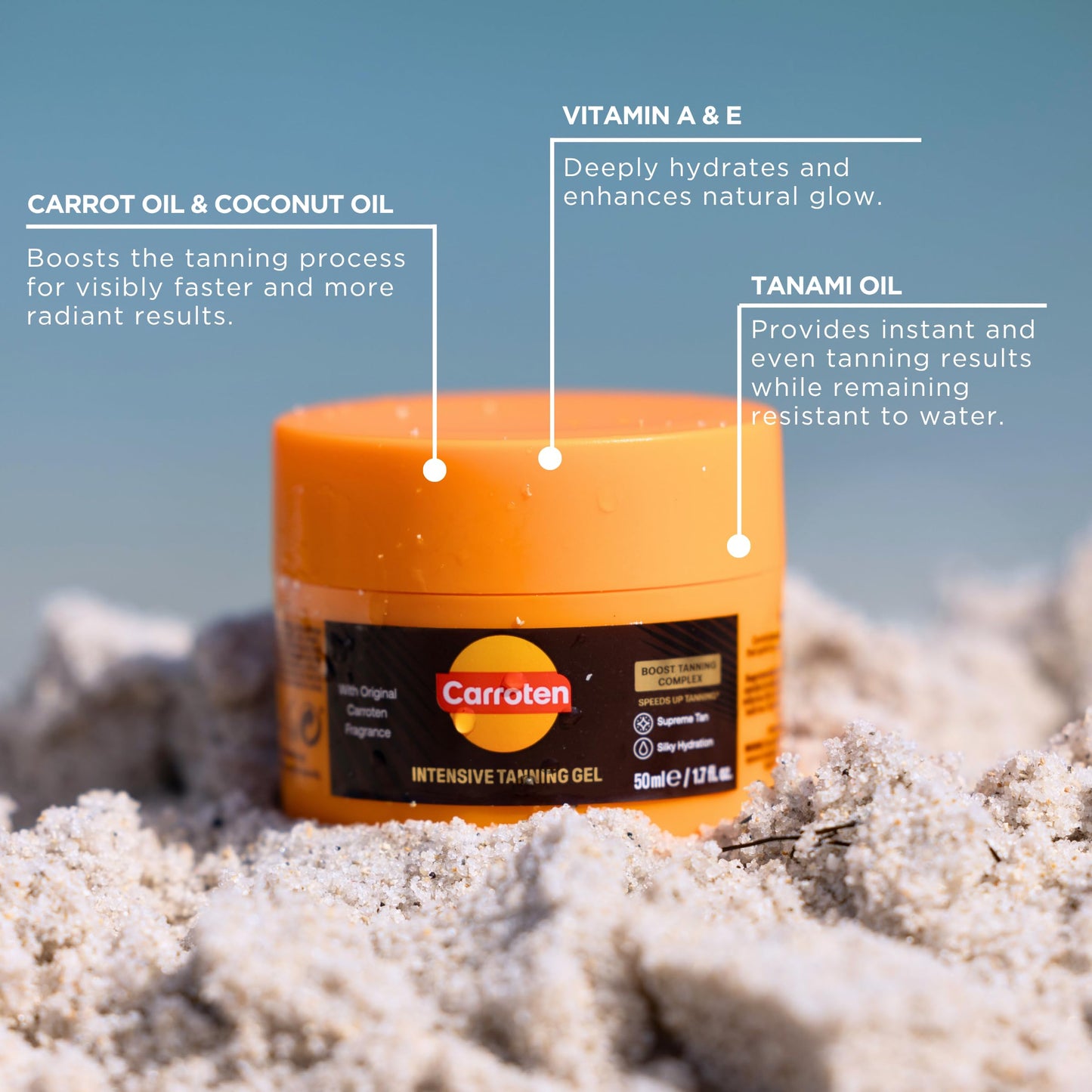 Carroten Intensive Tanning Gel | Travel Size Browning Tan Accelerator | Non-Greasy Water-Resistant with Carrot & Coconut Oil | Vitamin A&E Beauty and Personal Care Carroten