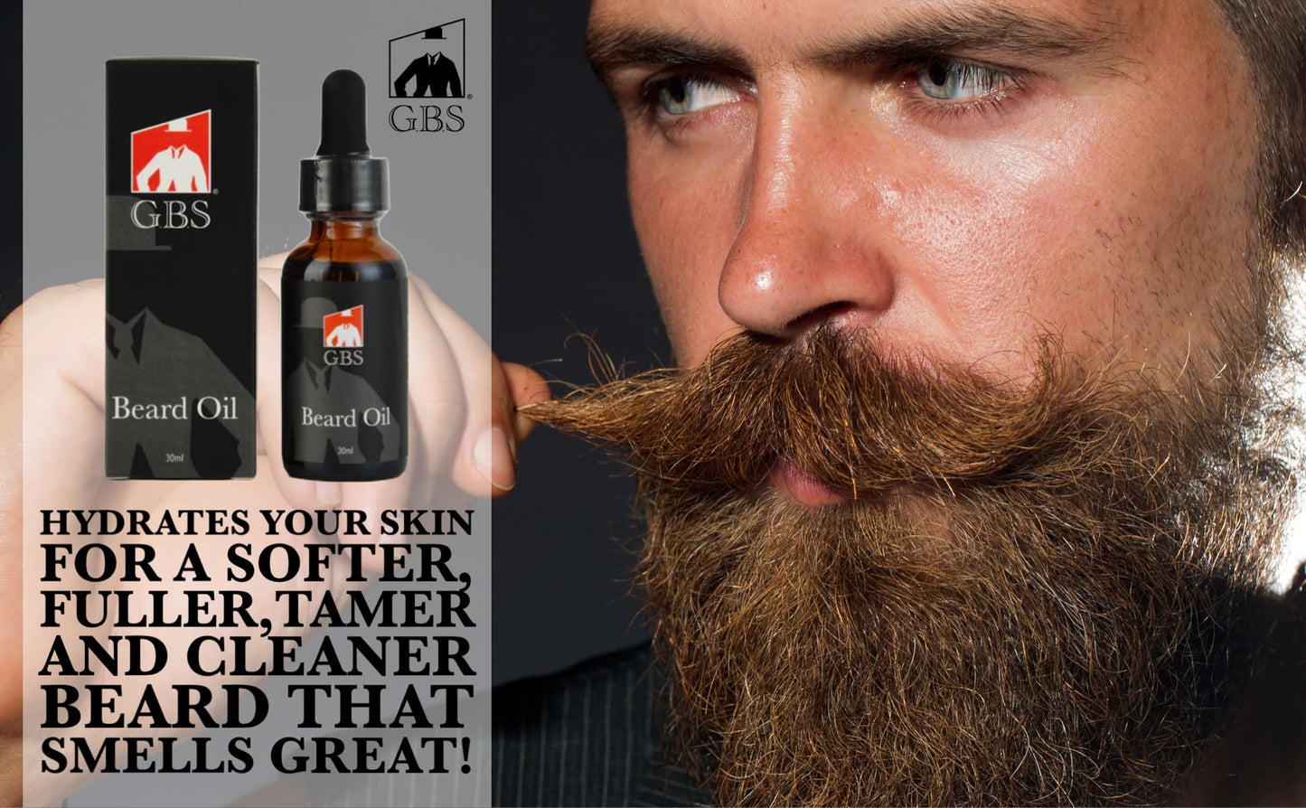G.B.S Men's Grooming Set - Wood Beard Comb, Tortoise Beard and Mustache Comb 3 3/8in and 30ml Citrus Scented Beard Oil Beauty and Personal Care G.B.S