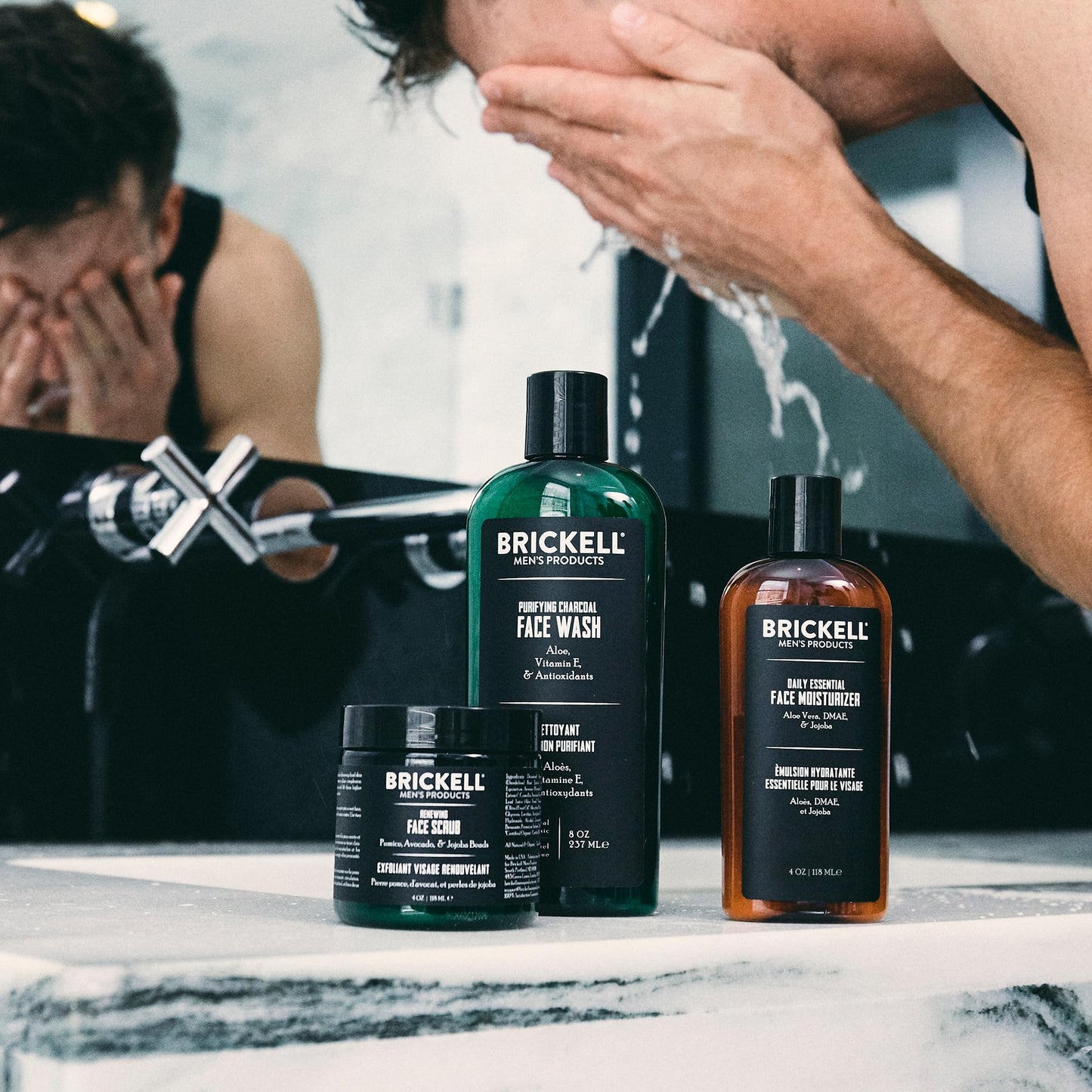 Brickell Men's Daily Advanced Face Care Routine II, Activated Charcoal Facial Cleanser, Facial Scrub, Face Moisturizer Lotion, Natural and Organic Beauty & Personal Care Brickell Men's Products