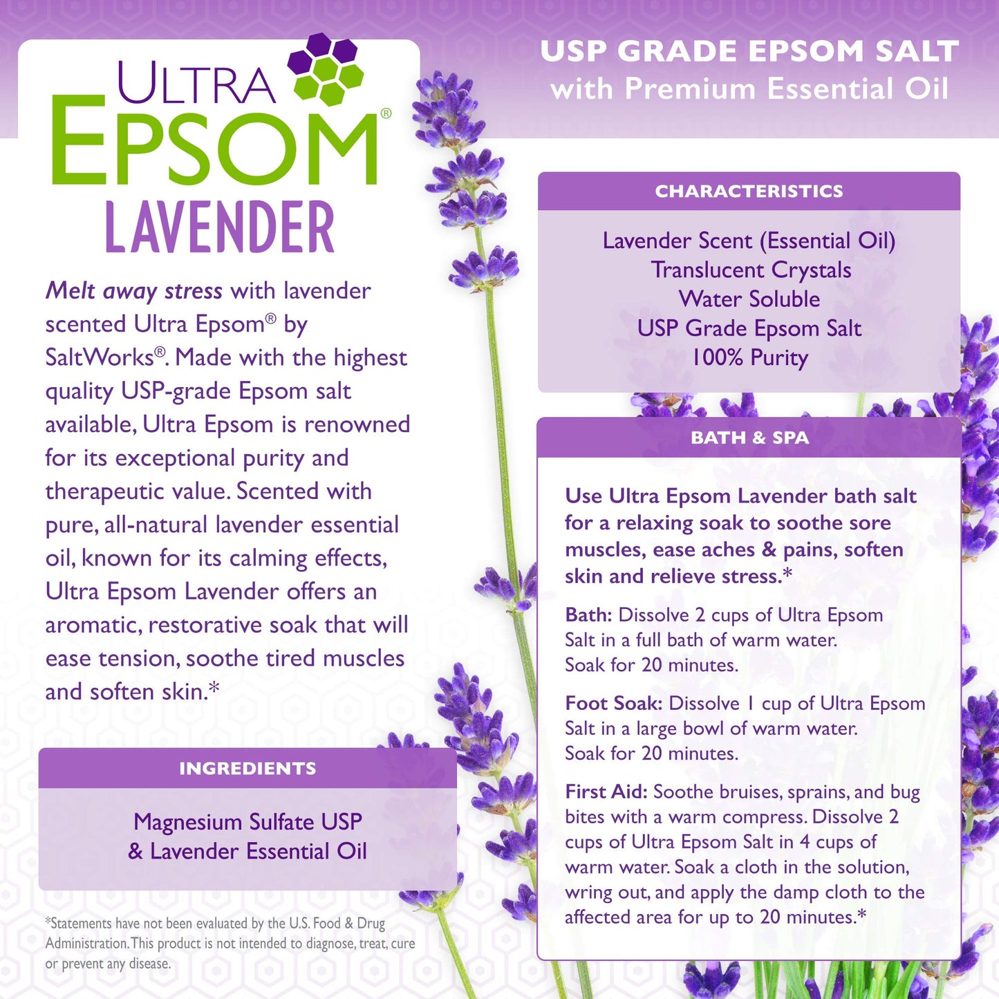 SaltWorks Ultra Epsom Scented Bath Salt, Lavender, 2 Pound Bag Beauty and Personal Care SaltWorks