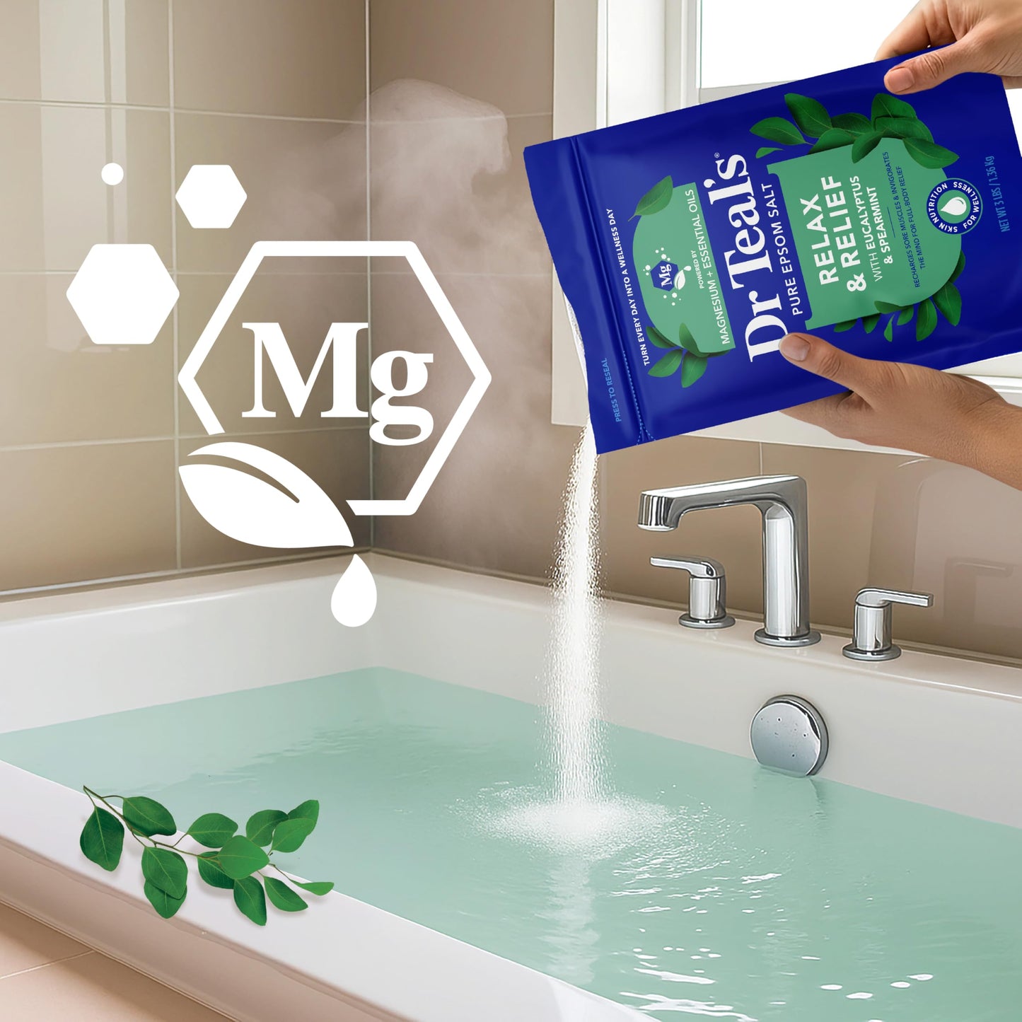 Dr Teal's Epsom Salt Magnesium Soak, Relax & Relief with Eucalyptus & Spearmint Essential Oils, 3 lbs Beauty and Personal Care Dr Teal's