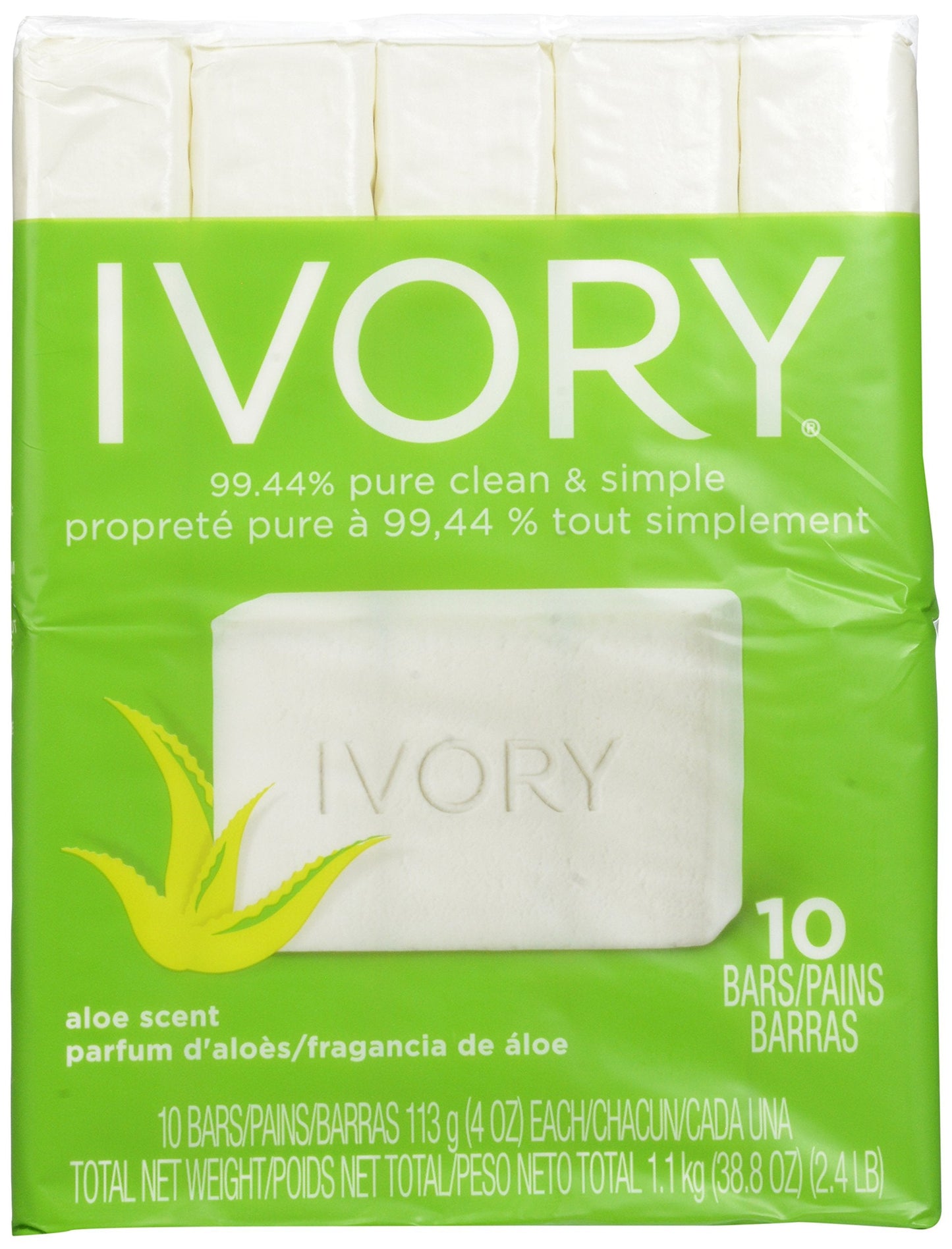 Ivory Aloe 10-Count: Bath Size Bars, 4 Ounce Beauty & Personal Care Ivory