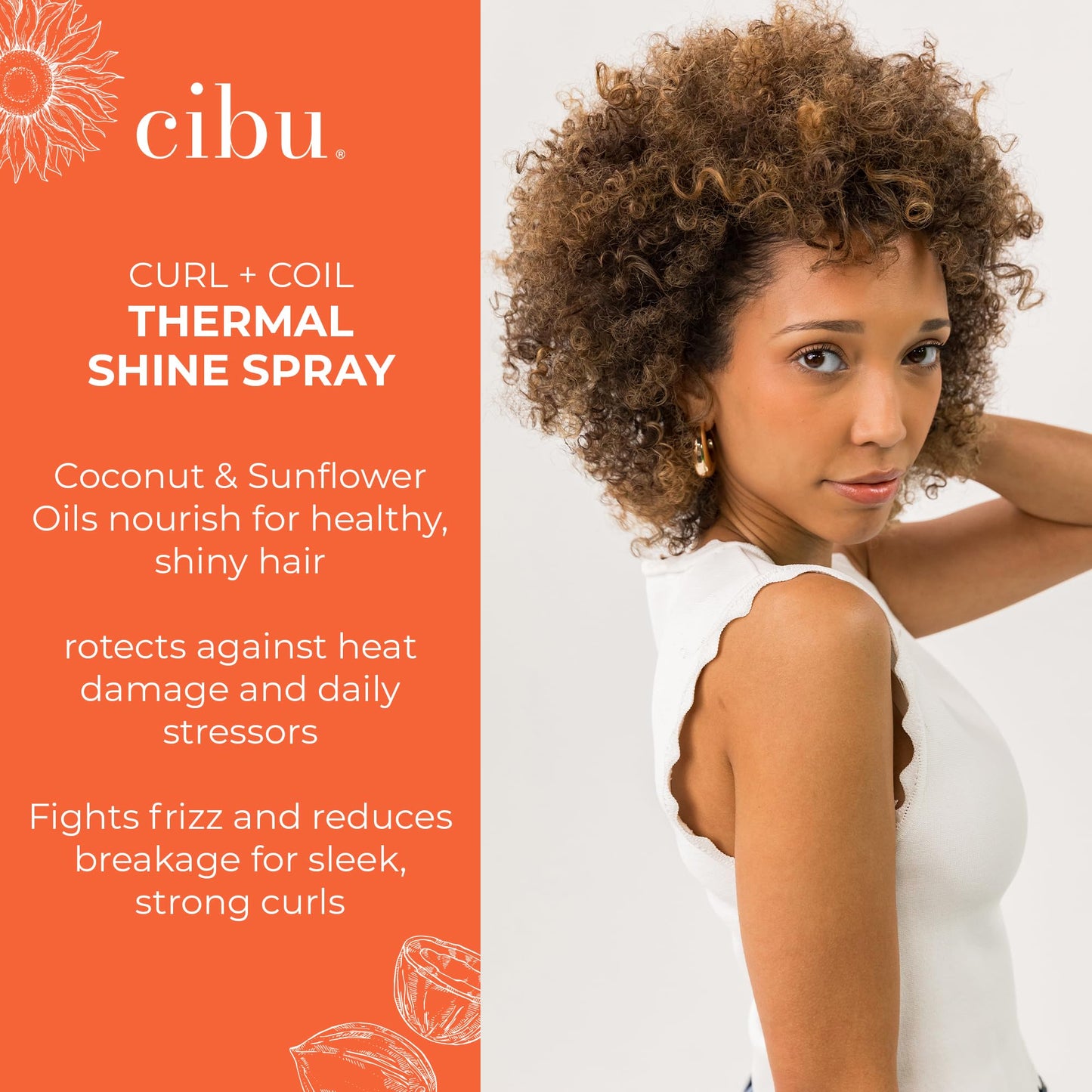 CIBU Curl + Coil Thermal Shine Spray | Dry Heat Protectant for Hair | Prevents Damage from Blow Drying, Flat Iron, and Curling Iron | 8 ounces Beauty & Personal Care CIBU