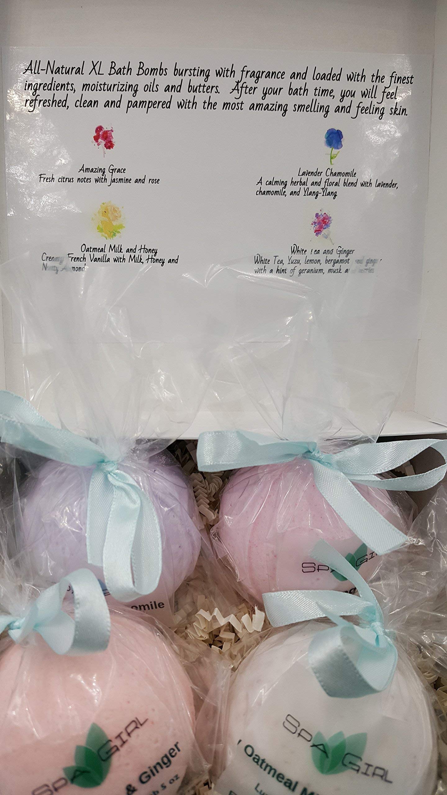 Spa Pure Natural Bath Bombs: All-Natural XL Bath Bomb Gift Set, 4 XL 5 oz bath bombs, ultra-moisturizing, individually wrapped, makes a nice gift Beauty and Personal Care Spa Pure