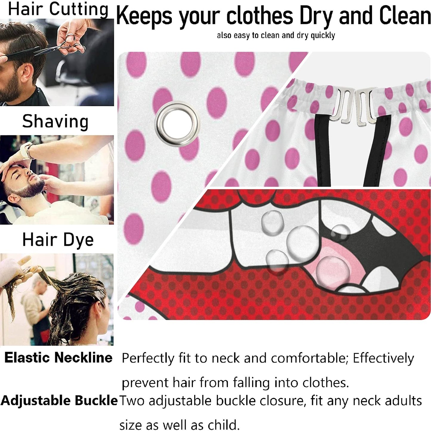 visesunny Barber Cape Sexy Lip Dot Polyester Hair Cutting Salon Cape Apron Anti-Static Haircut Water-Resistant Shaving Cloth Beard Shaving Bib Beauty and Personal Care visesunny