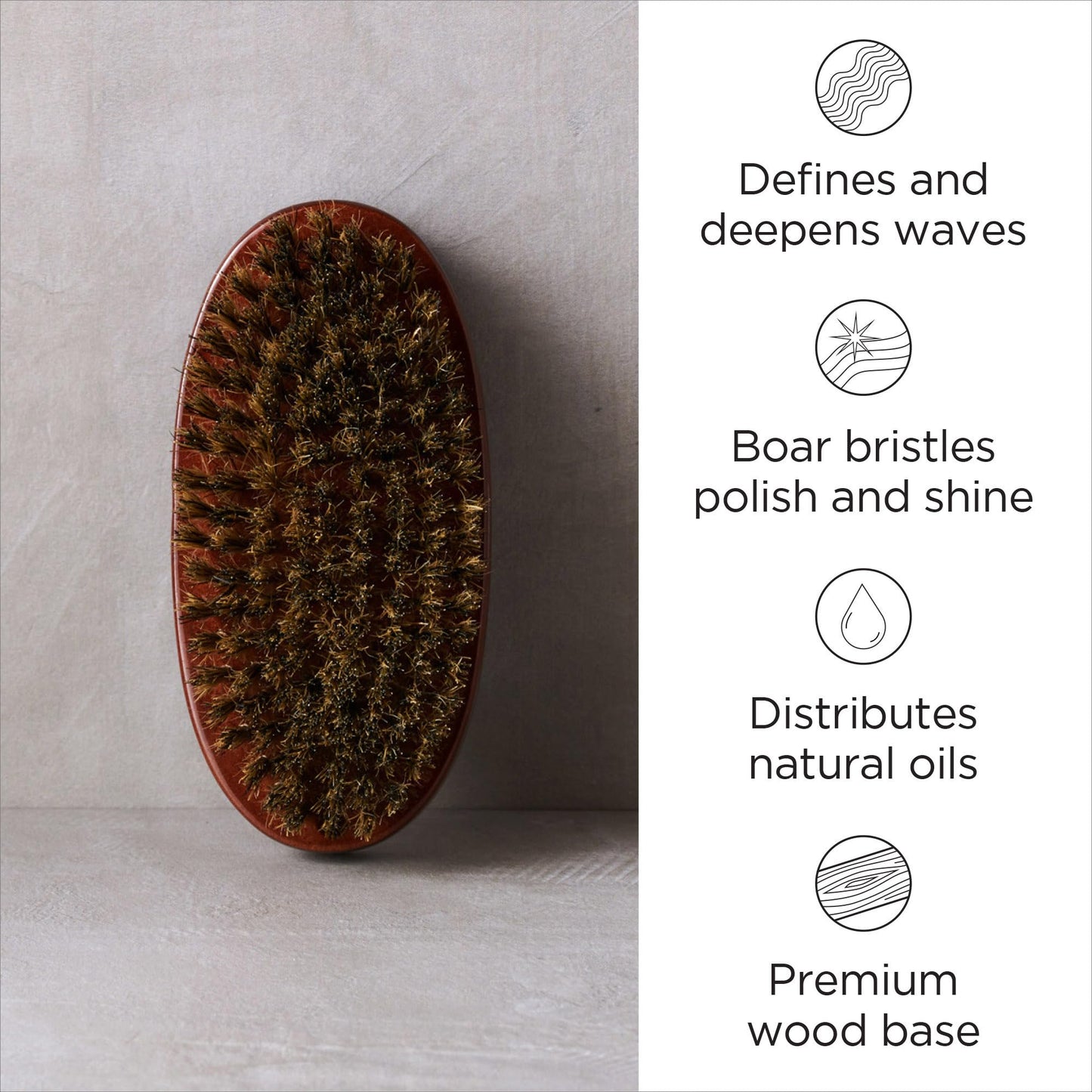 Diane Premium 100% Boar Bristle Military Wave Brush for Men and Barbers - Medium Bristles for Thick Coarse Hair - Use for Detangling, Smoothing, Wave Beauty & Personal Care Diane