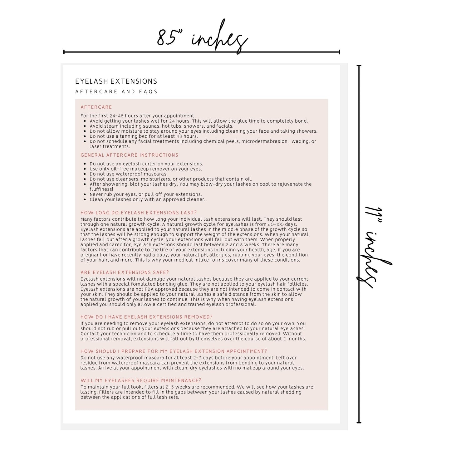 Lash Extension Eyelash Consent, Intake, Aftercare forms with Mapping | 100 Pack | 25 of each Consent, Intake, Aftercare, and Mapping Forms for Lash Beauty & Personal Care Lashicorn