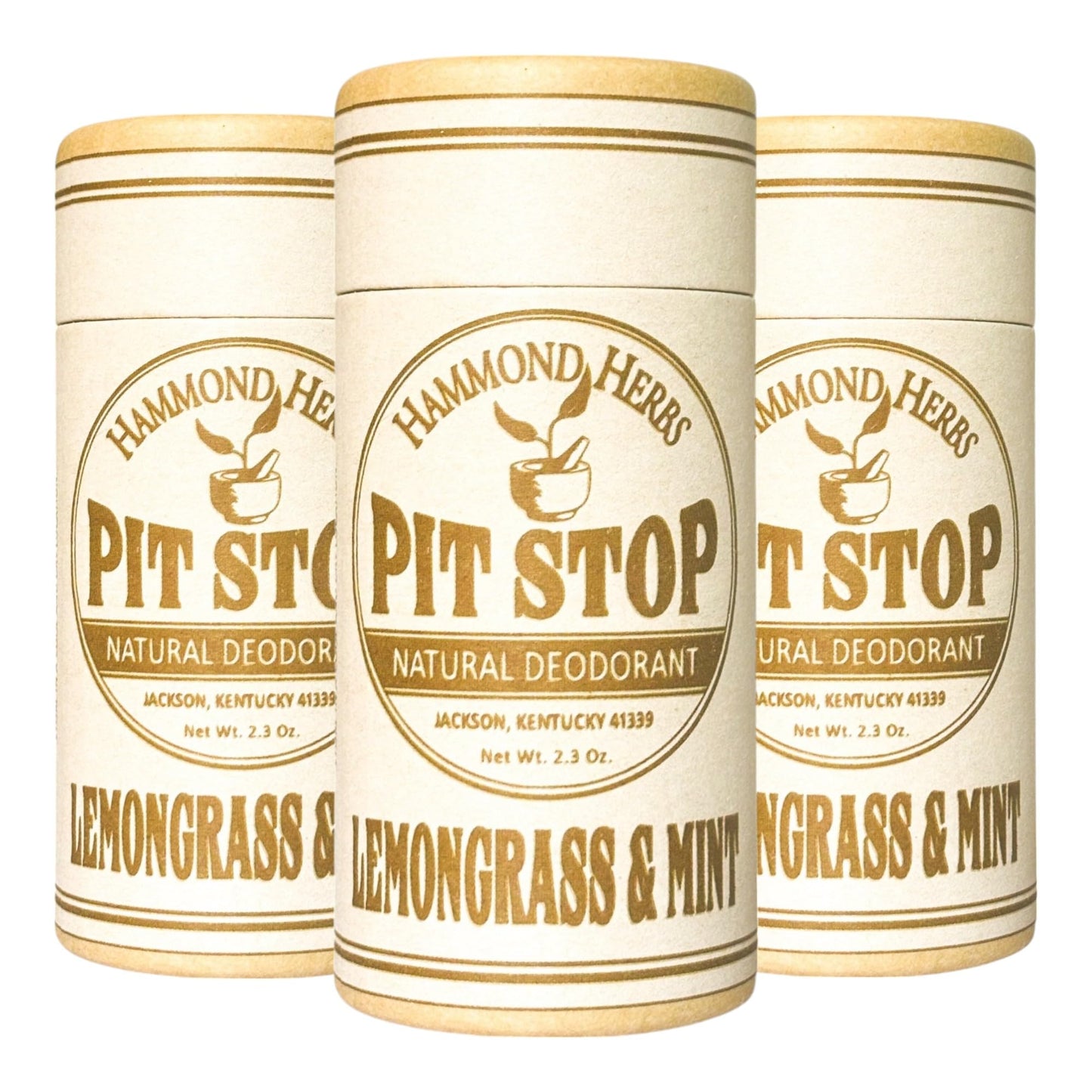 Hammond Herbs - PIT STOP Deodorant - Aluminum-Free, Plastic-Free, All-Natural Odor Control, 3 Pack (Lemongrass & Peppermint) Beauty and Personal Care Hammond Herbs