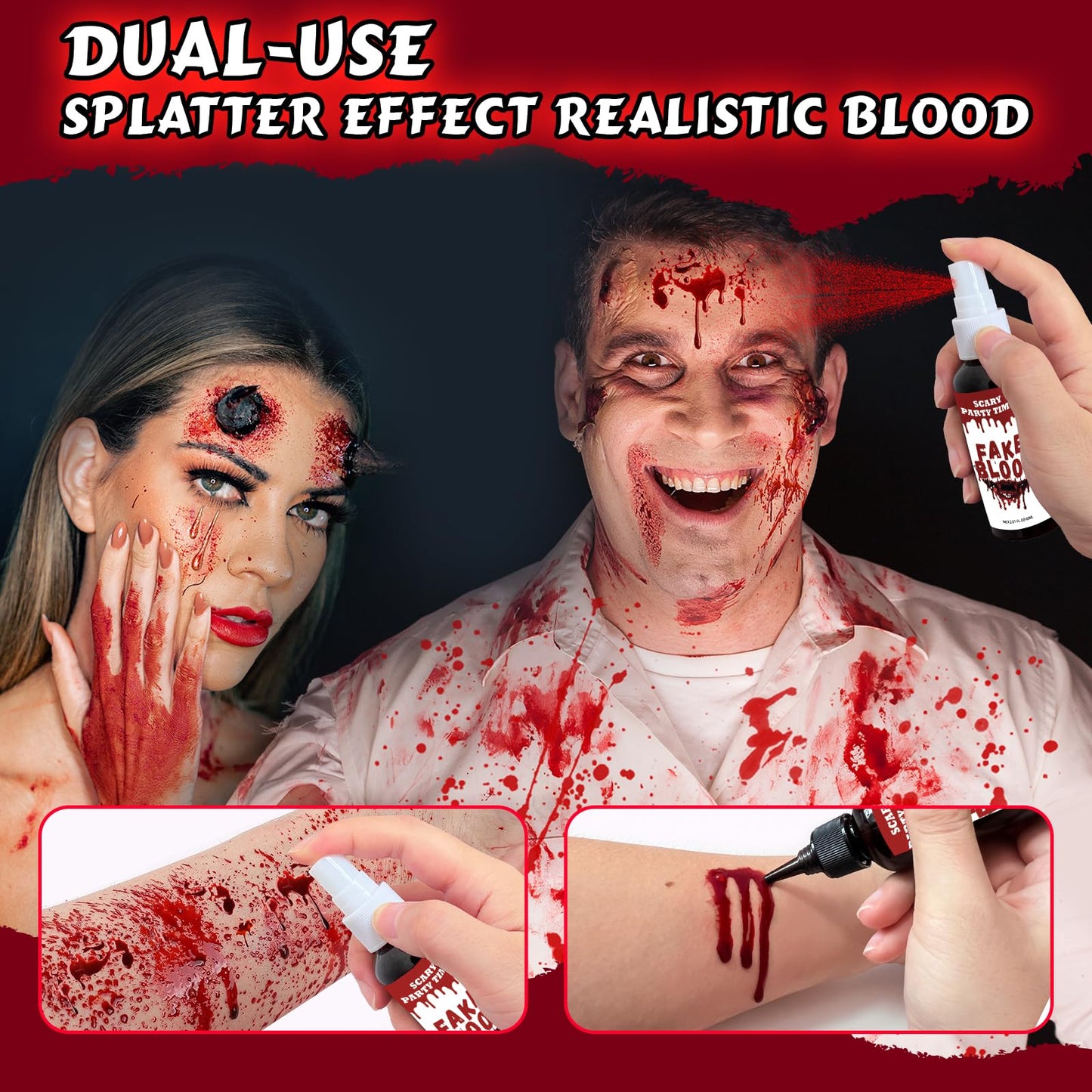 Fake Blood Splatter,2.01FL.OZ Vampire Blood Makeup,Halloween Fake Blood Spray Eye Blood Drops Body Paint?Blood Splatter for Clothes,Halloween Zombie Beauty & Personal Care TUHPIBK