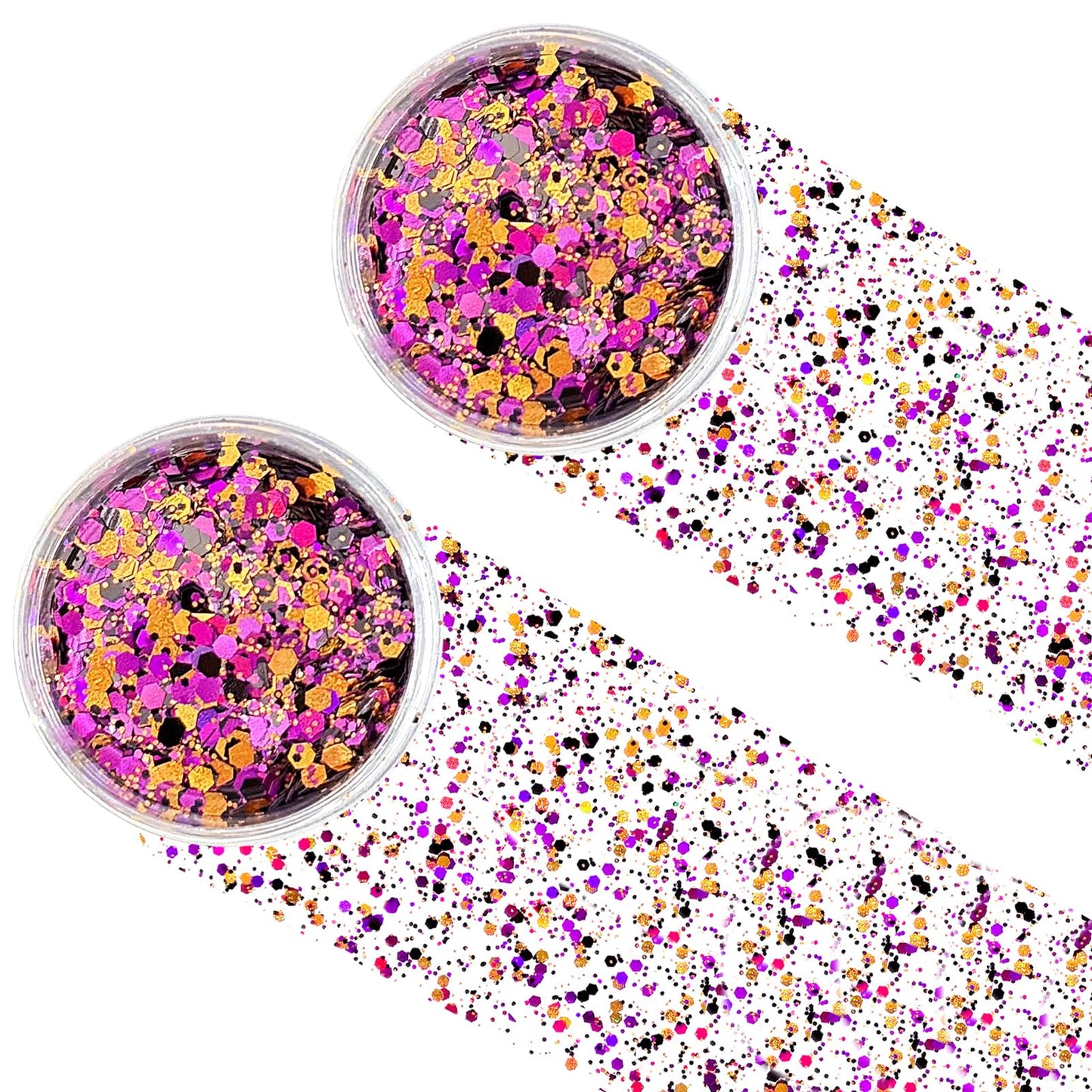 Black Orange Purple Mixed Holographic Chunky Glitter, 13g (2 Jars x 6.5g) Crafts Glitter Powder with 10g Gel and Brush, Halloween Iridescent Nail Beauty & Personal Care Jremreo