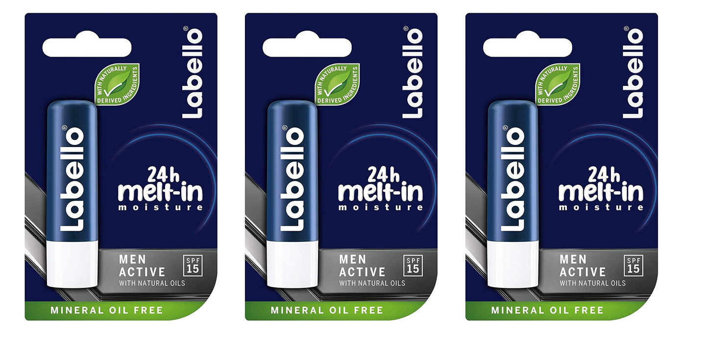 Labello Active Lip Care for Men 4.8g/5.5ml SPF 15-3 Pack Beauty & Personal Care Labello