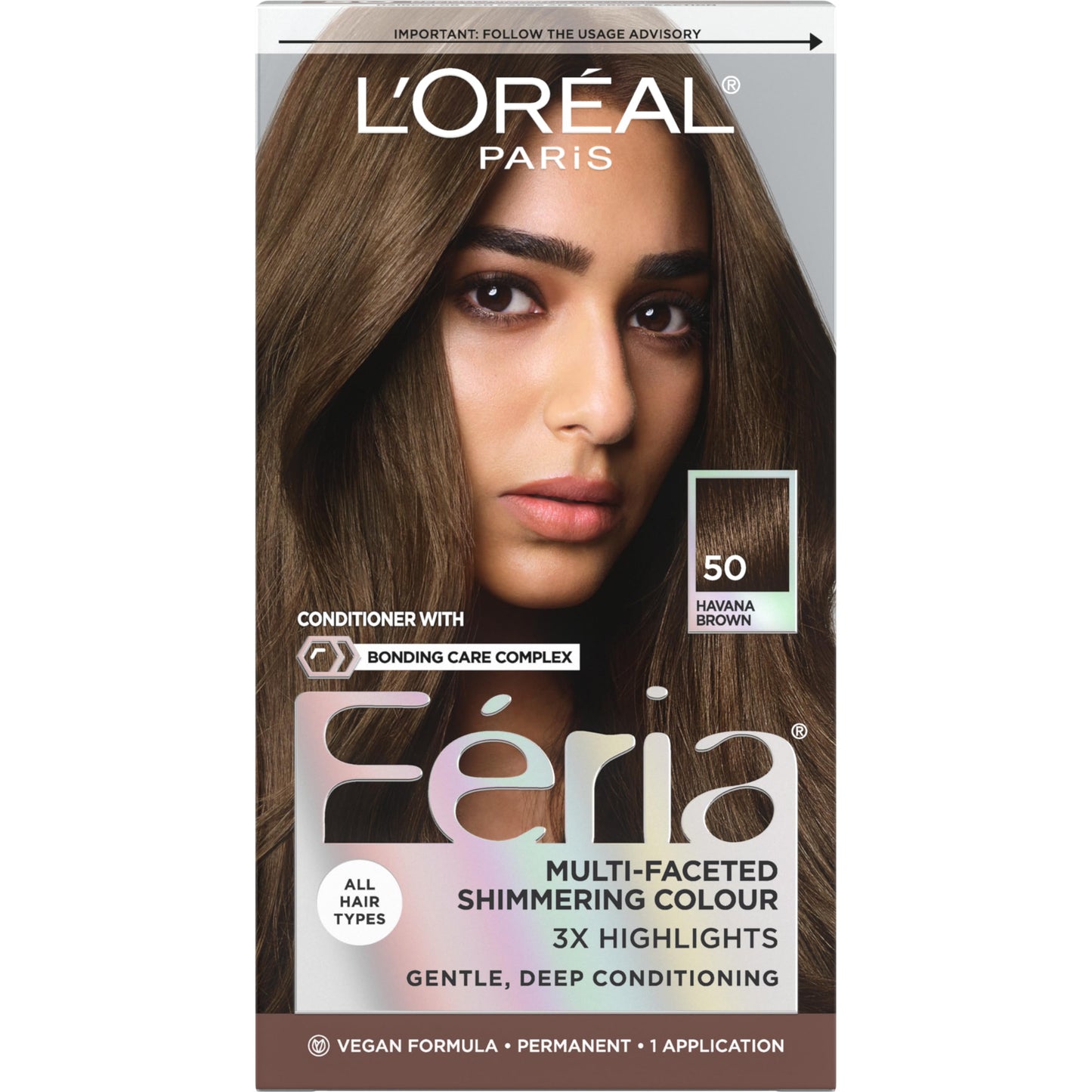 L'Oreal Paris Feria Multi-Faceted Shimmering Permanent Hair Color, 50 Havana Brown (Medium Brown), Pack of 1 Hair Dye Kit Beauty & Personal Care L'Oreal Paris