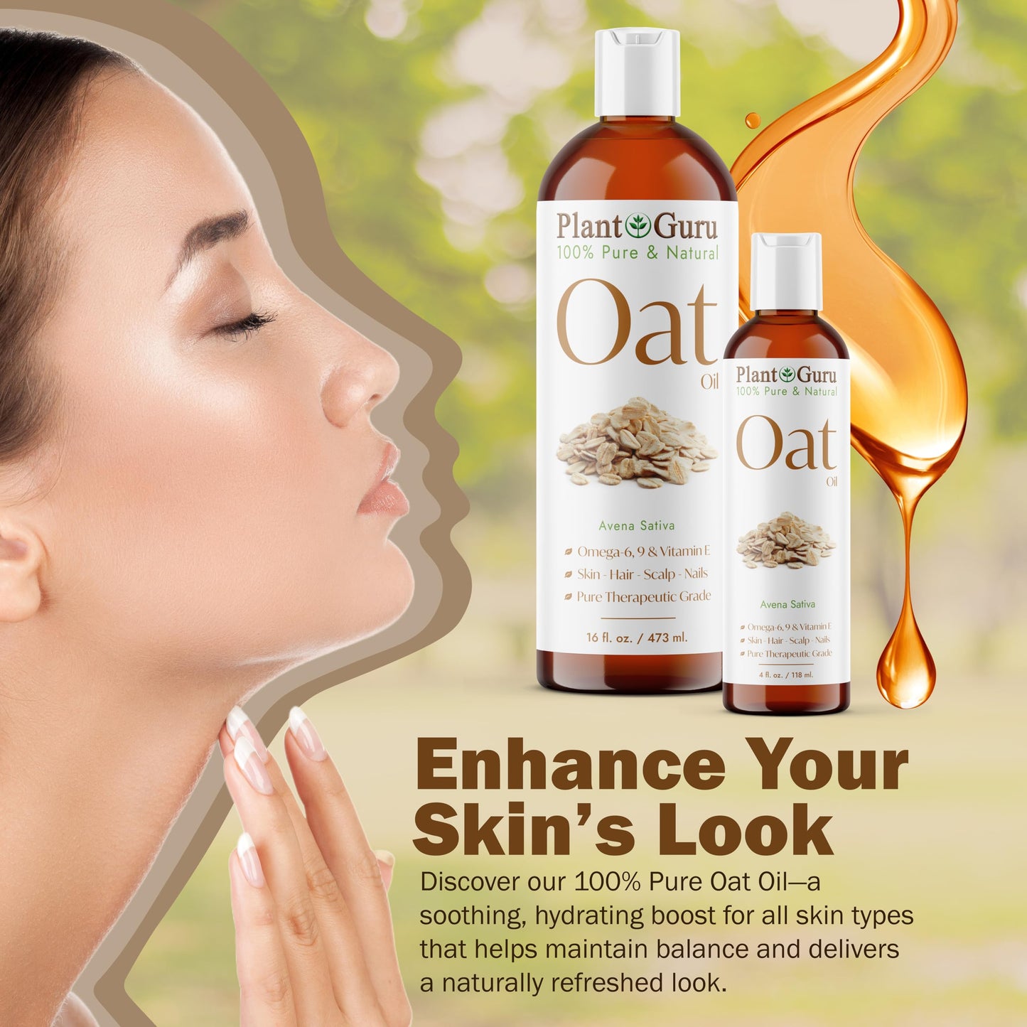 Plant Guru Oat Oil 2 fl. oz. 100% Pure Natural Carrier - Skin, Face, Body & Hair Moisturizer. Great for DIY Creams, Lotions & Lip Balm Beauty & Personal Care Plant Guru