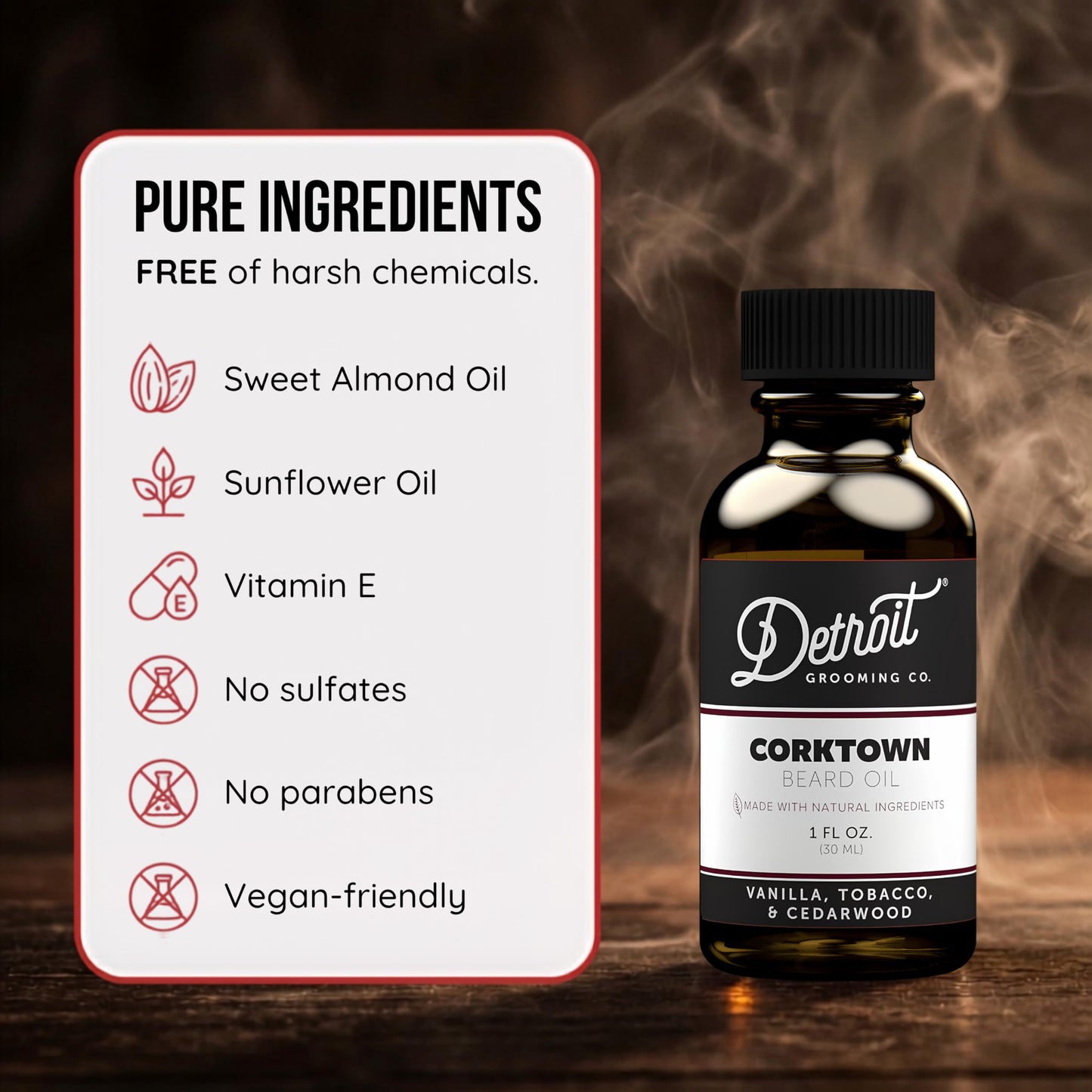 Detroit Grooming Co. Beard Oil (1oz) - Sweet Vanilla & Tobacco - Hydrating Formula with Sweet Almond Oil, Sunflower Oil & Vitamin E - Men's Softening Beauty and Personal Care Detroit Grooming Co.