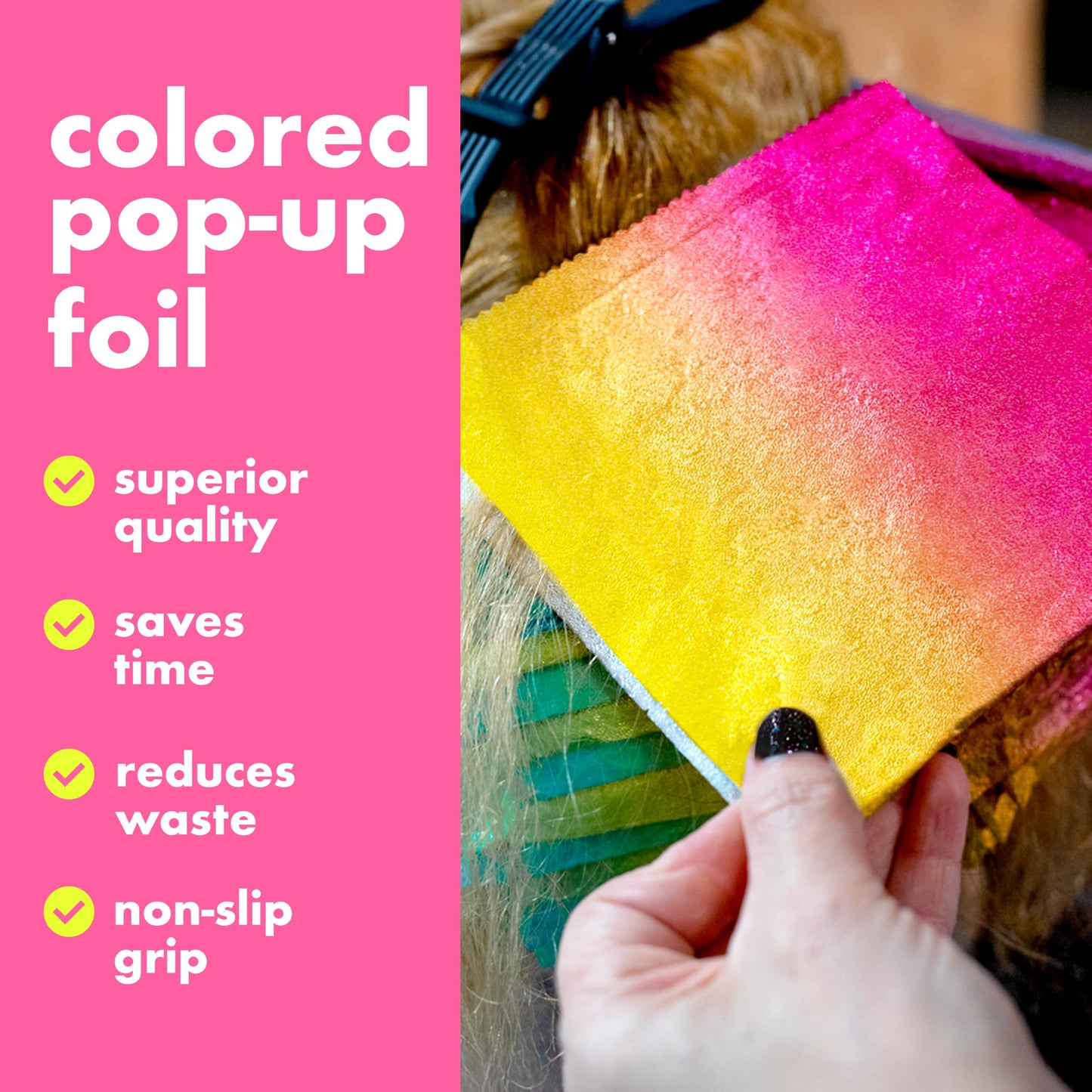 Colortrak Yellow/Pink Gradient Pop-up Foil w/Dispenser (400 Count), Pre-cut Sheets, Non-Slip Embossed Texture, 5" x 10.75" Sheets for Hair Foil Beauty & Personal Care Colortrak
