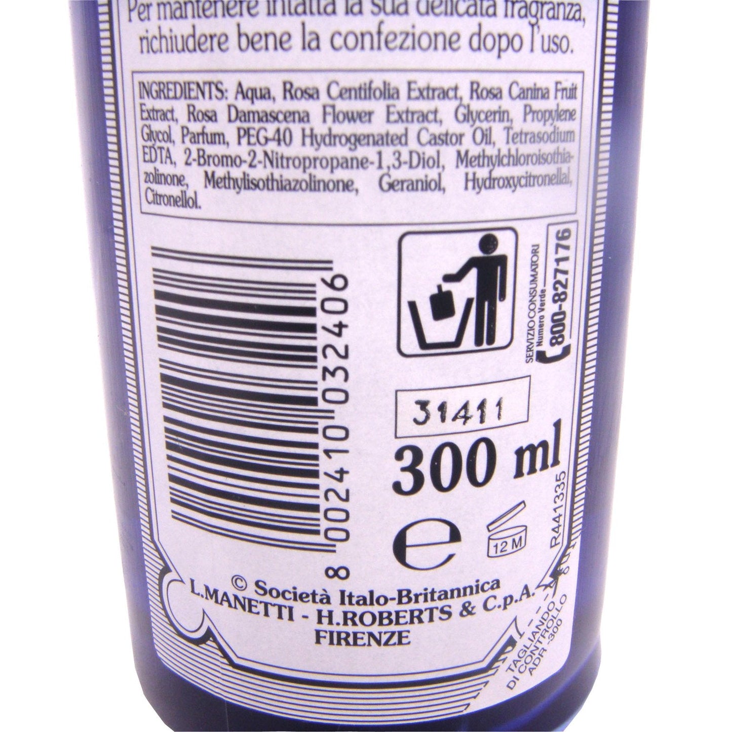 Acqua Distillata Alle Rose (Rose Water) 300 ml by Manetti Roberts Beauty & Personal Care Borotalco