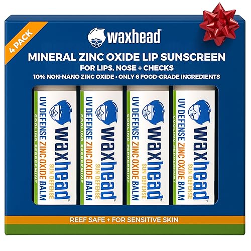 Waxhead Zinc Oxide Lip Balm - SPF Mineral Lip Sunscreen Chapstick for Kids and Adults, Non Nano Zinc Lip Balm for Sensitive Skin, Reef Safe (Mint 4 Beauty & Personal Care Waxhead Sun Defense Foods