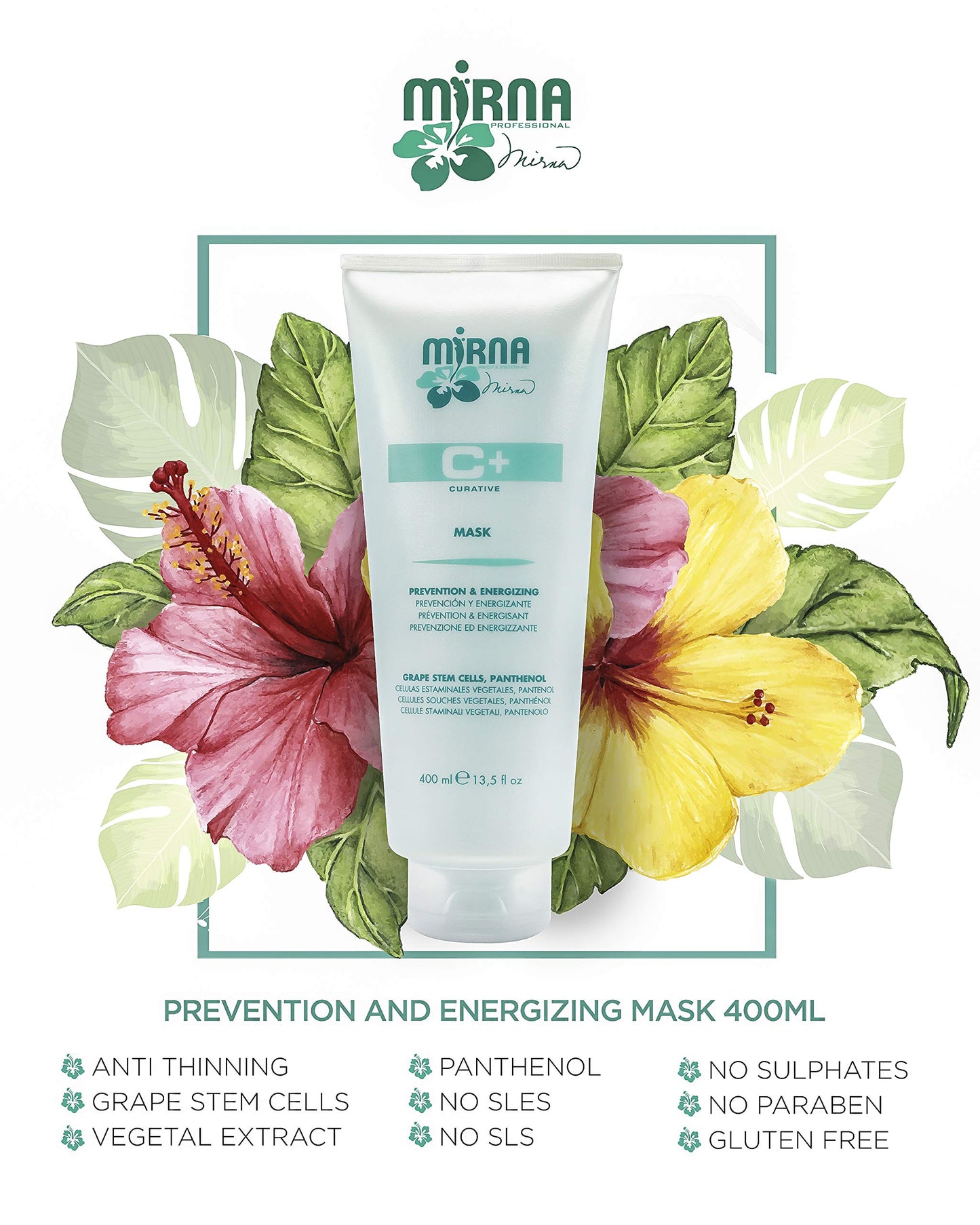 Mirna Professional Prevention & Energizing, Anti Thinning Mask/Deep conditioner For Weak Hair. Infused with Oligo-Elements, Herb extracts, Grape stem cells Beauty & Personal Care Mirna Professional
