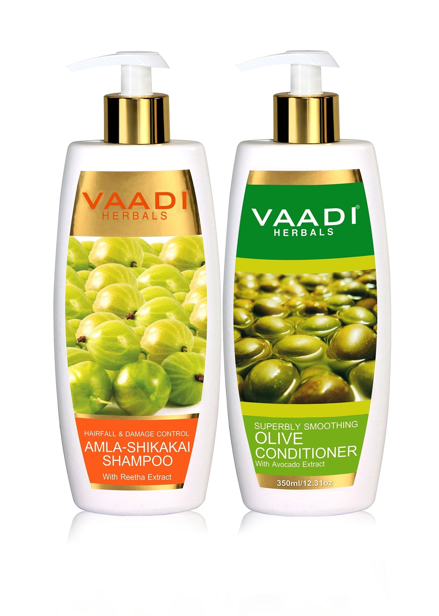 Vaadi Herbals Amla With Shikakai & Reetha Shampoo And Olive Conditioner - Hair Fall & Damage Control Shampoo - - Each Pack Of 350Ml - Each 12.31 Oz - Beauty & Personal Care Vaadi Herbals