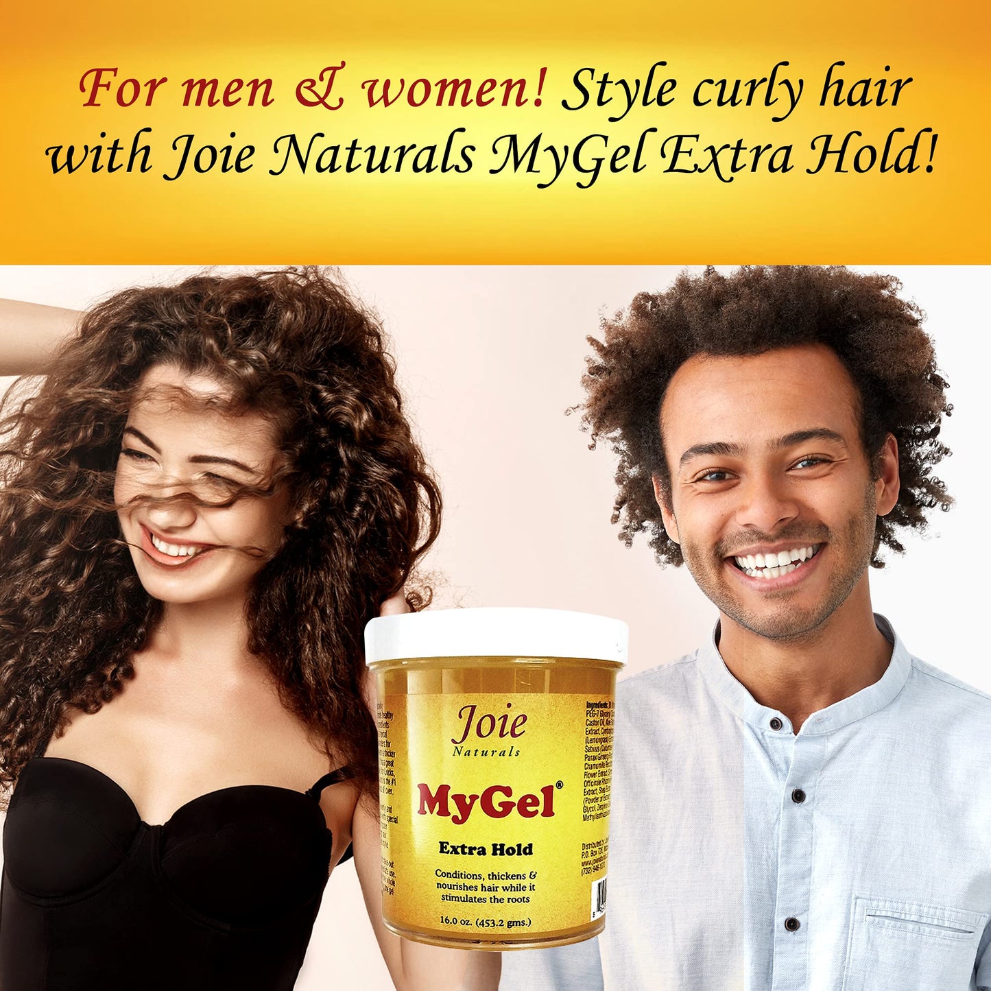 Joie Naturals MyGel Extra Hold - Hair Gel for Men & Women - Styling Gel for Curly Hair (16 Ounces) Beauty & Personal Care Joie