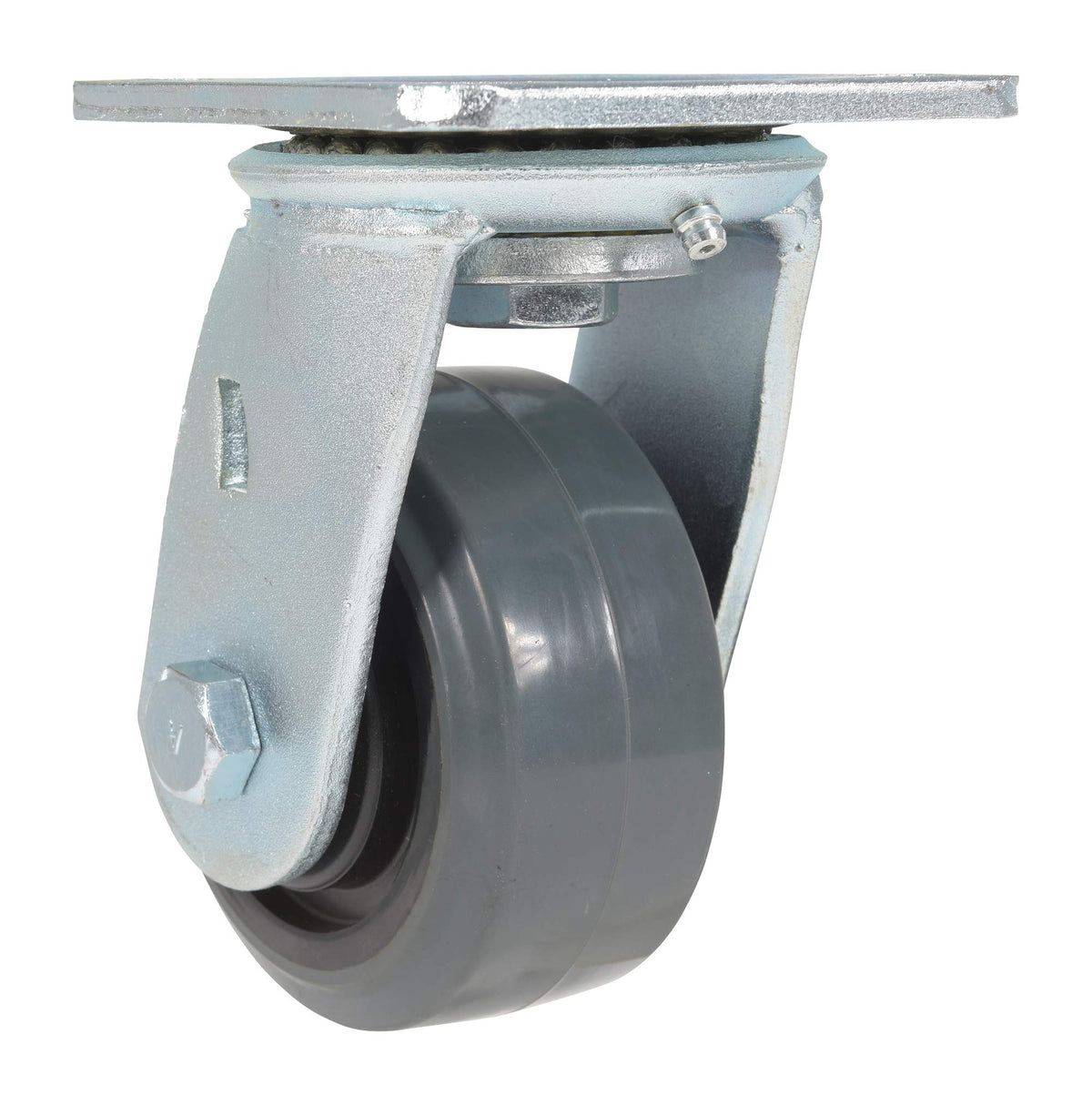 Vestil CST-KSM-4X2MR-S Rubber Swivel Caster 4 in. Diameter x 2 in. Width 551 Lb. Capacity Dark Gray/Gold