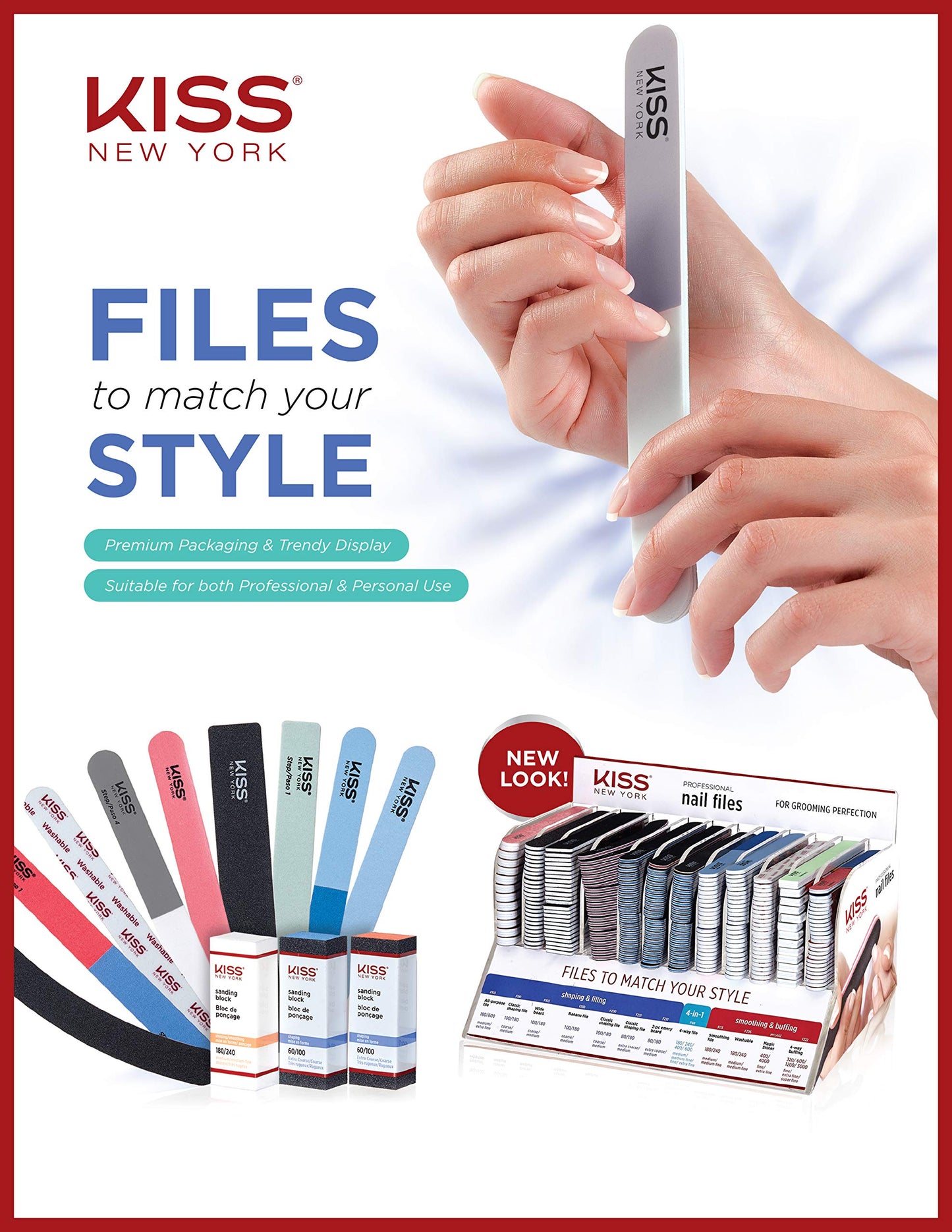 KISS Nail Files Wide Board Grinder (12 pieces) F103N Double Sided, Reusable, Washable Beauty & Personal Care KISS