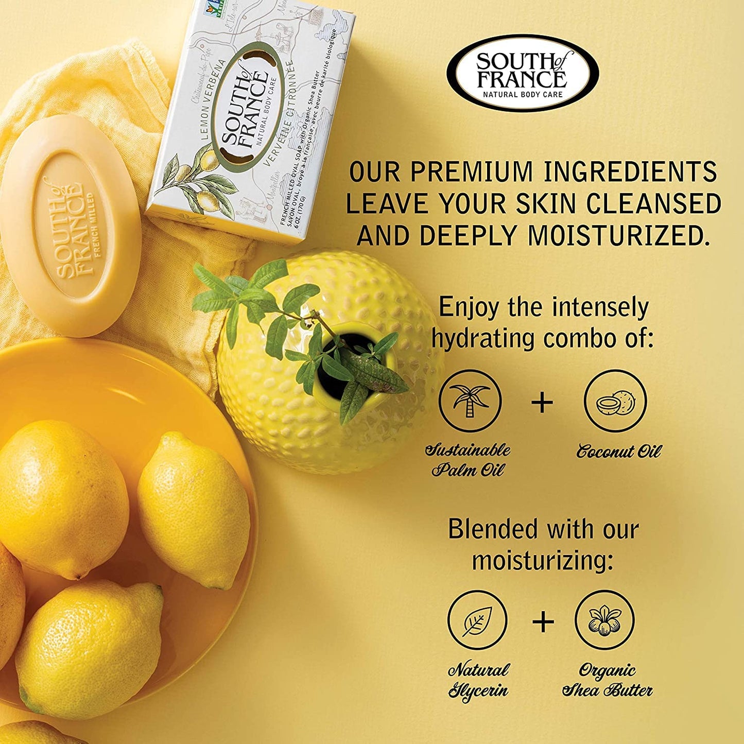 South of France Bar Soap - Lemon Verbena - Full Size - 6 oz Beauty & Personal Care South Of France
