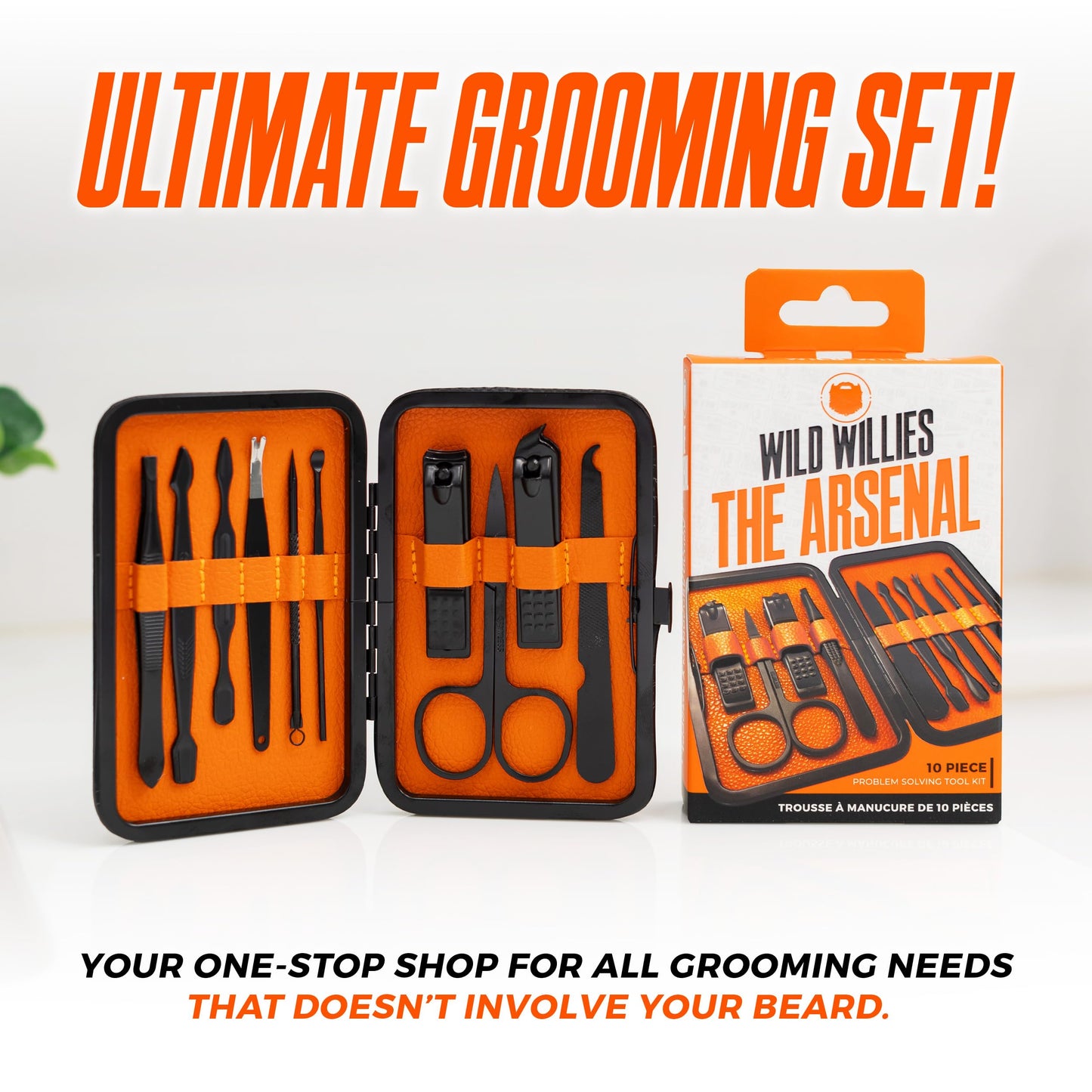 Wild Willies 10-Piece Pedicure & Manicure Kit for Men & Women - Includes Nail Clippers, Scissors, Tweezers, Files - Compact Travel Nail Grooming Kit Beauty & Personal Care Wild Willies