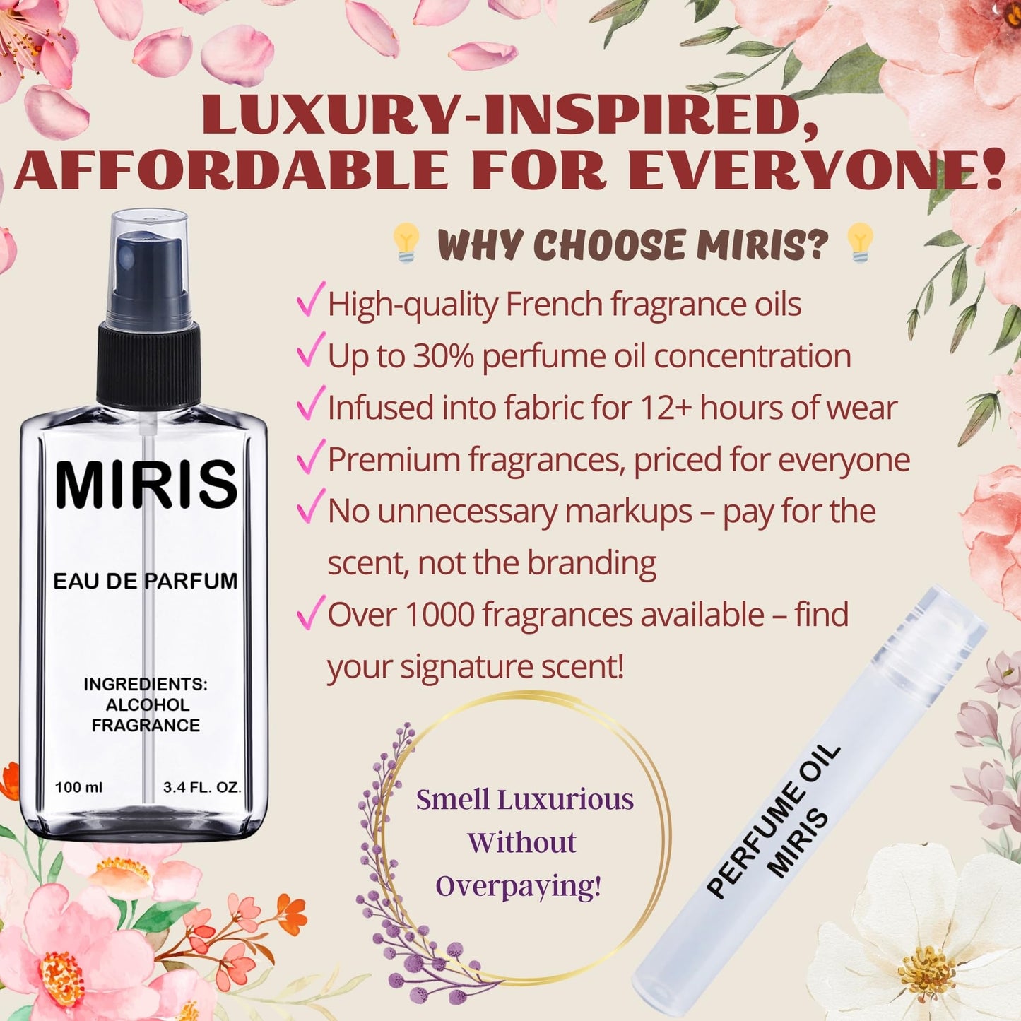 MIRIS No. 44652, Inspired by Aqua Di Goia, Long-Lasting Eau de Parfum for Women, Spray 3.4 Fl Oz / 100 ml Beauty and Personal Care MIRIS