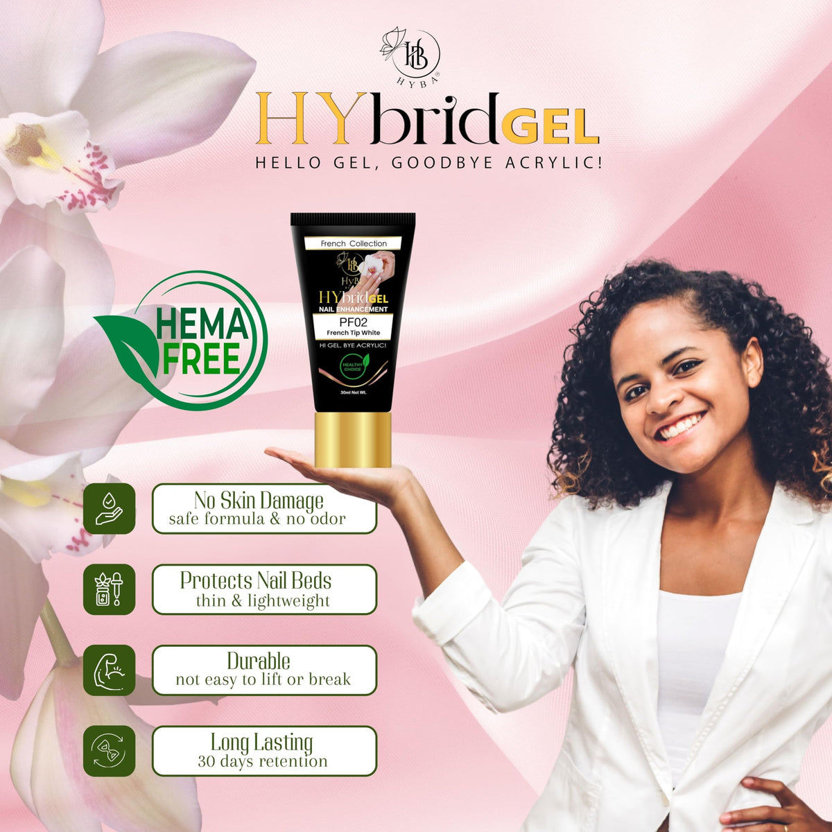 HyGEL 60ml Hybrid Gel- PF02 French Tip White