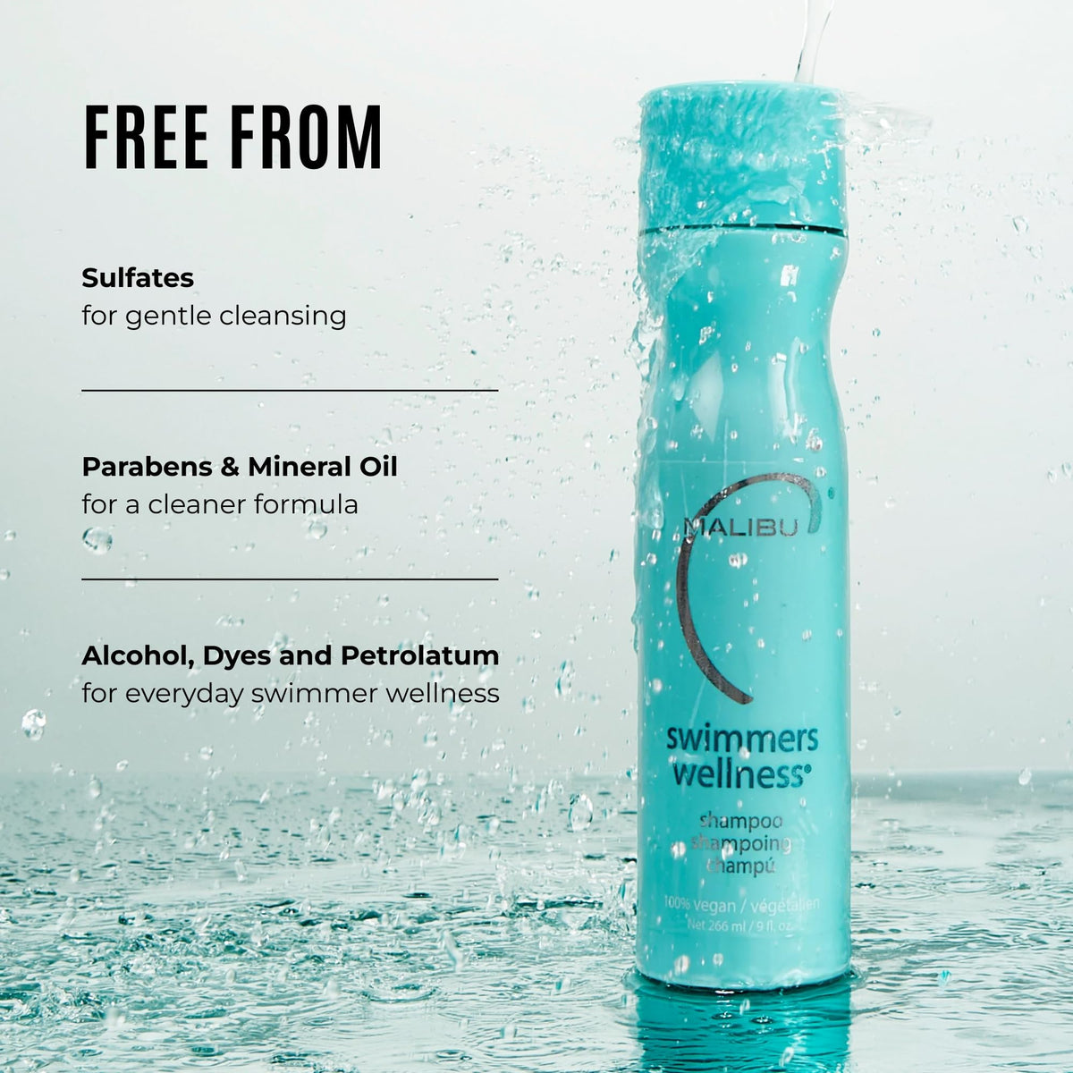 Malibu C Swimmers Wellness Clarifying Shampoo for Chlorine & Hair Build Up - Adults & Kids Swim Shampoo to Help Protect Against Pool Element Damage,