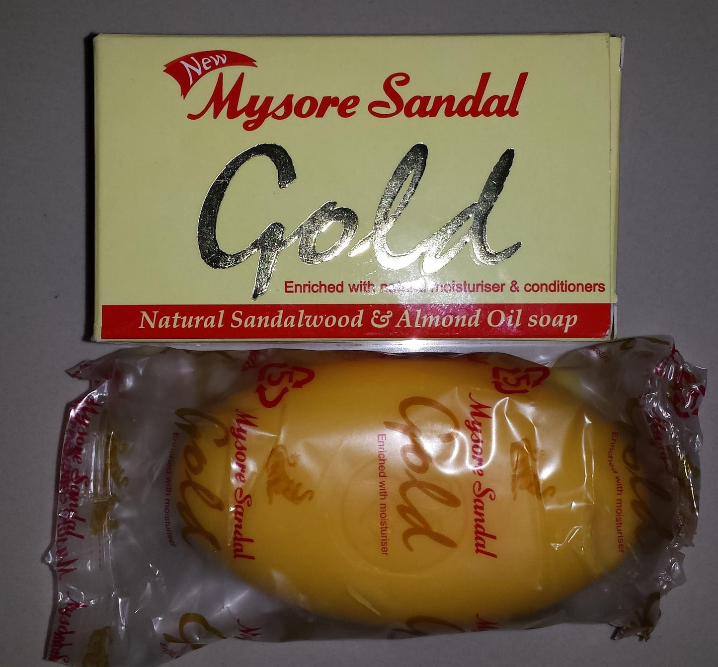 Mysore Sandal Gold Soap, 125 Grams Per Unit (Pack of 4) - Purest Sandalwood Soap - Grade 1 Soap - TFM 80% - Suitable for ALL Skin Type - Zero Dryness Beauty & Personal Care Mysore Sandal