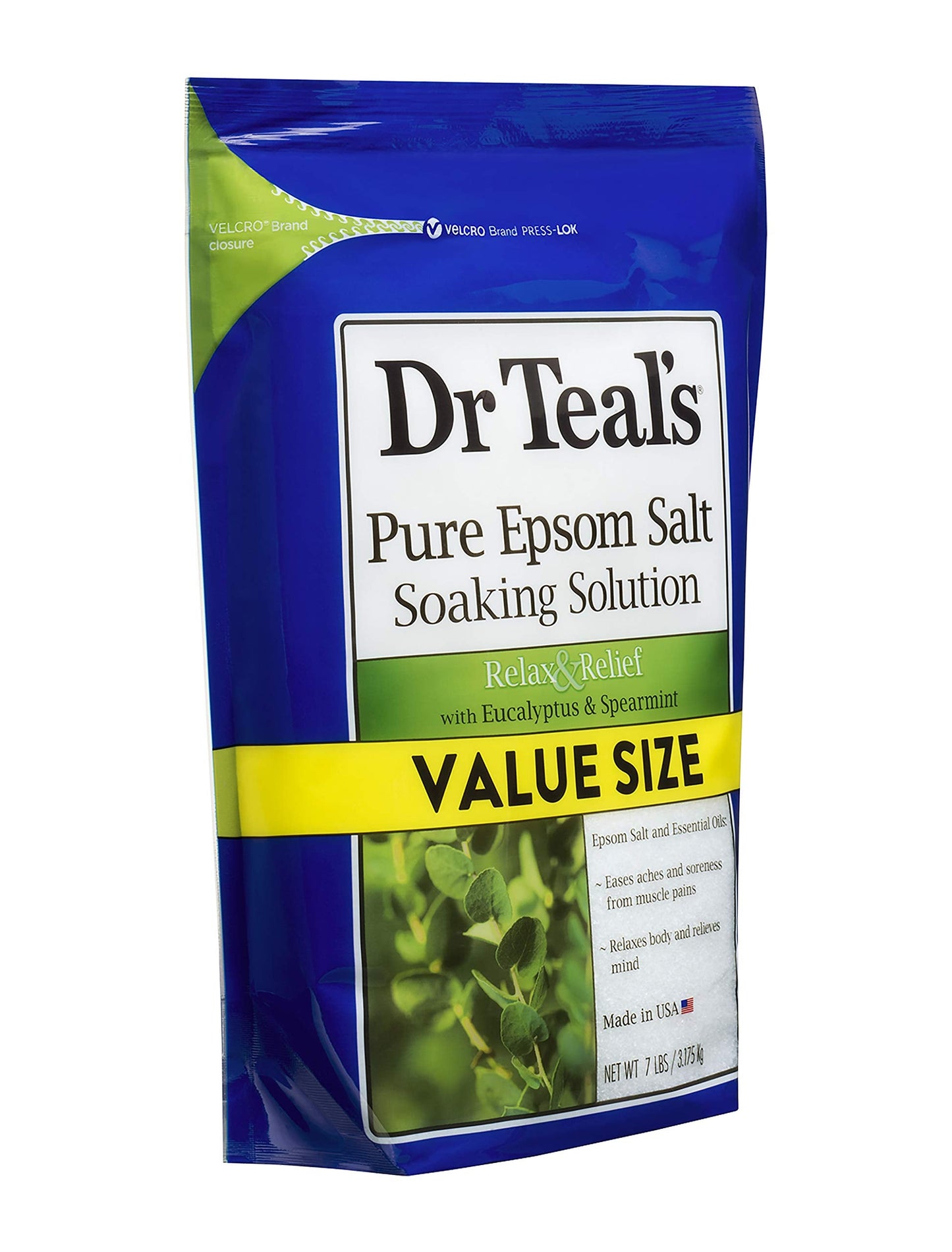 Dr. Teal's Eucalyptus & Spearmint Soaking Solution (1 Bag, 7lb) - Blended with Pure Epsom Salt - Stimulate and Soothe The Senses - Ease Pain Beauty and Personal Care Dr Teal's